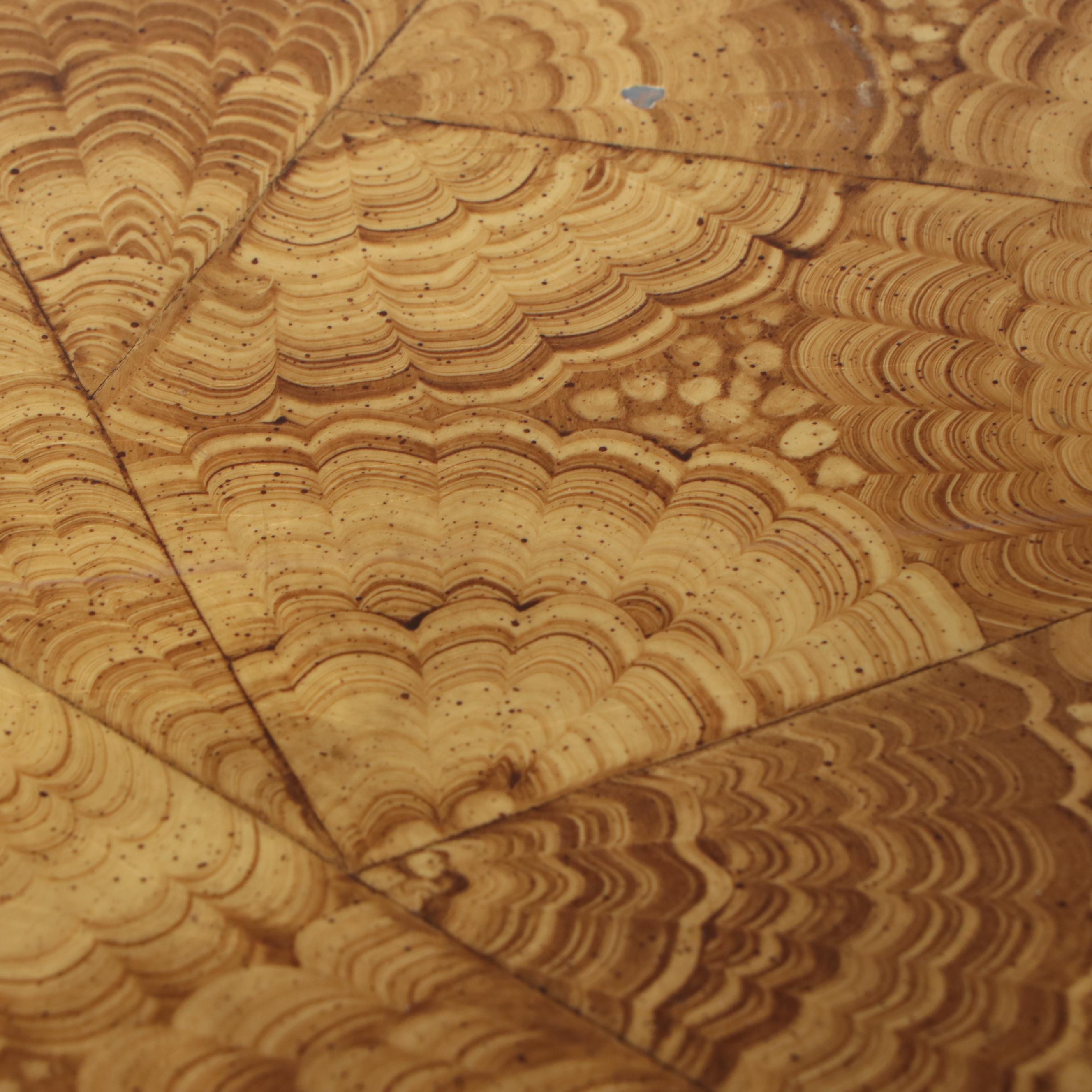 Pair of Baker Furniture Metal Side Tables with Simulated Woodgrain Tops