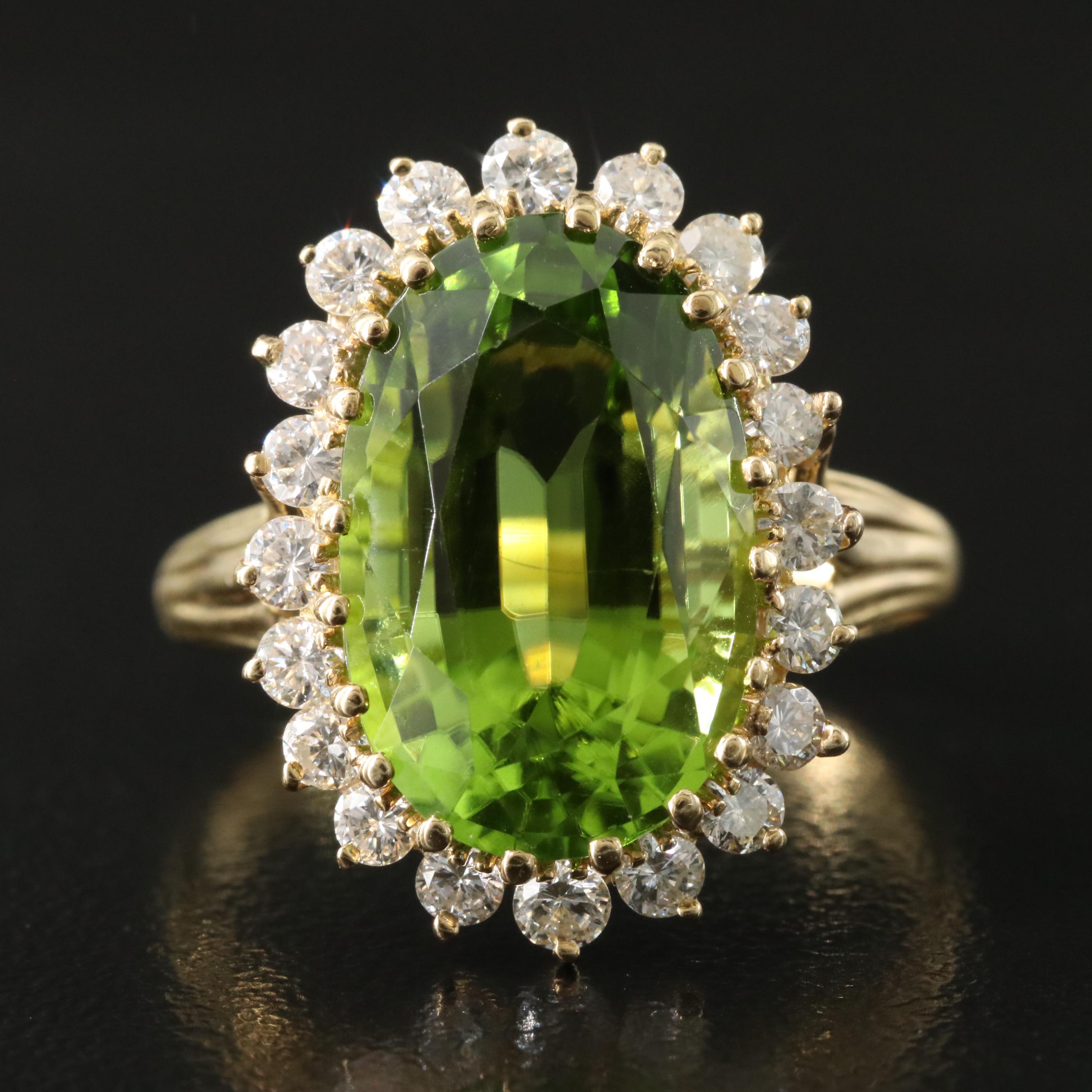 18K Peridot and 1.00 CTW Diamond Ring