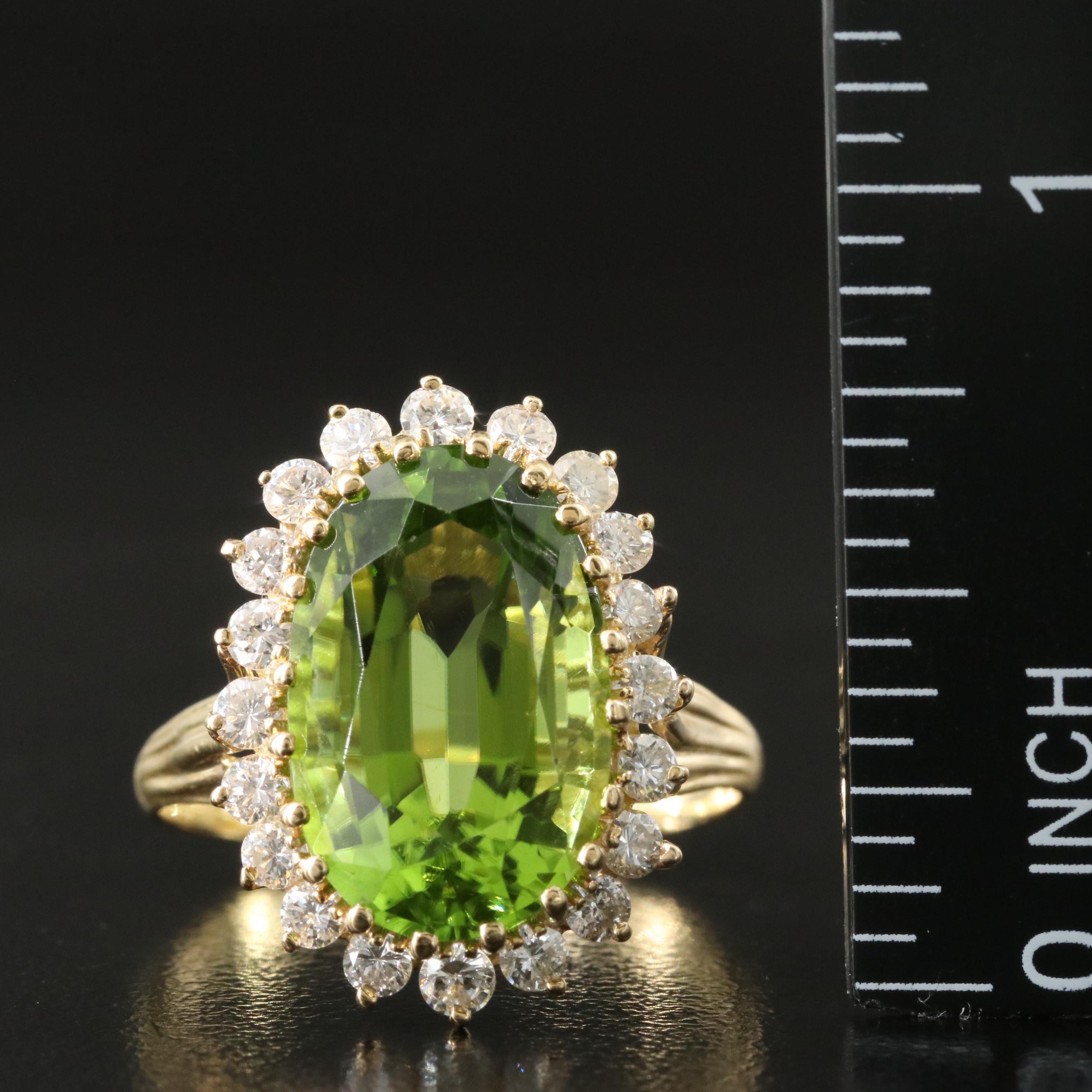 18K Peridot and 1.00 CTW Diamond Ring