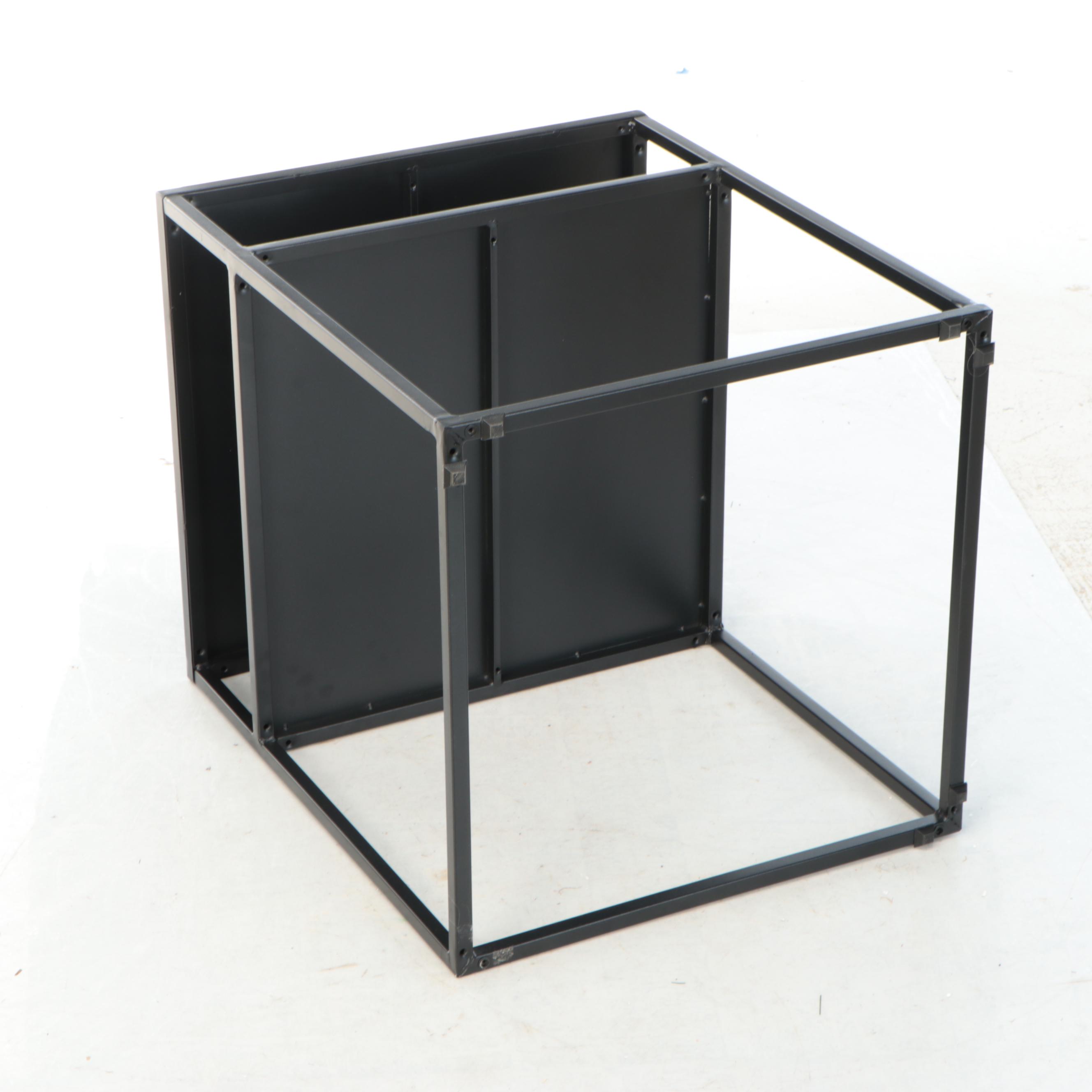 Industrial Style Two-Tiered Metal Matte Black Side Table