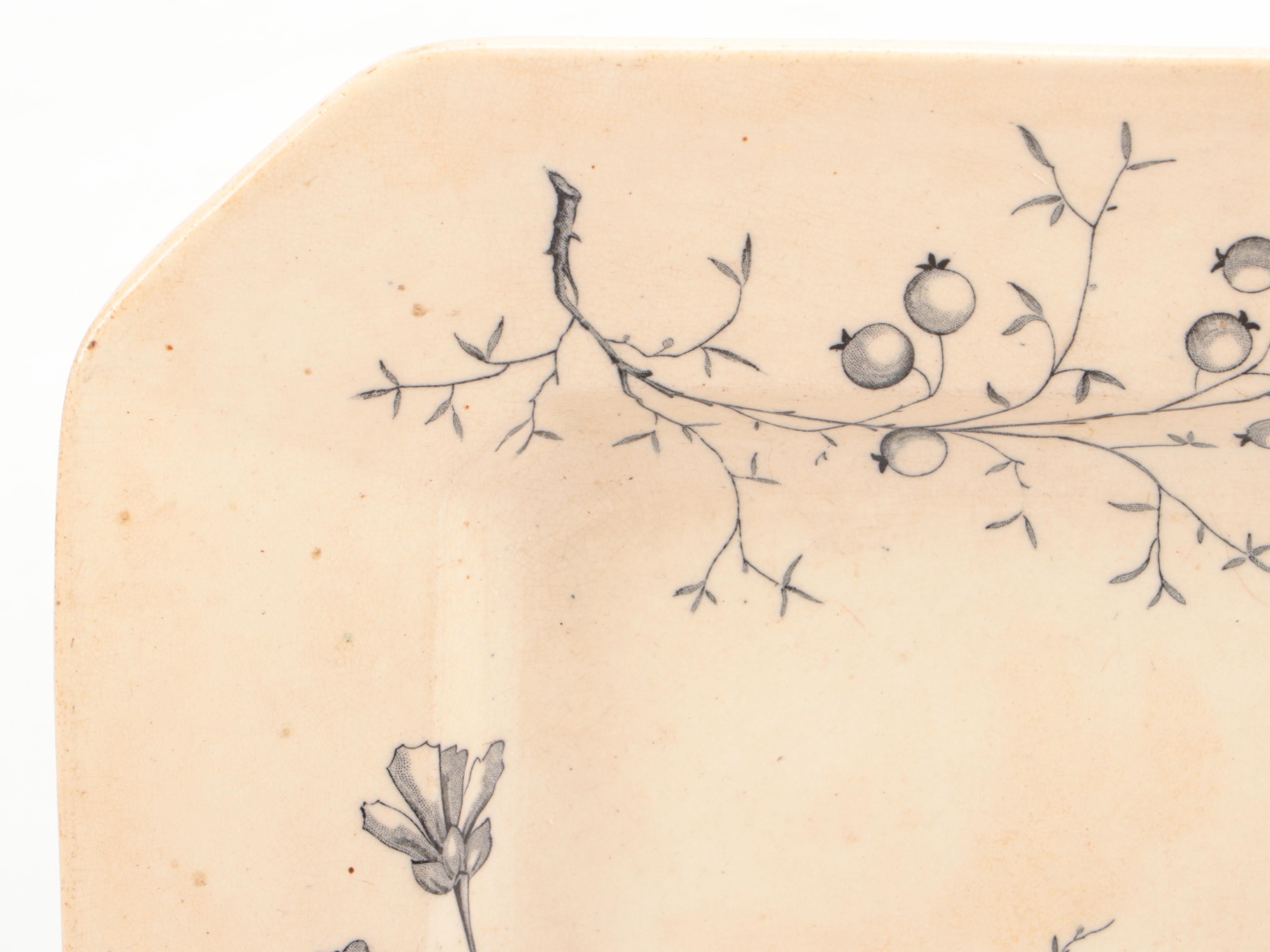 Aesthetic Movement Style Brown and Blue Transferware Platters, Late 19th Century