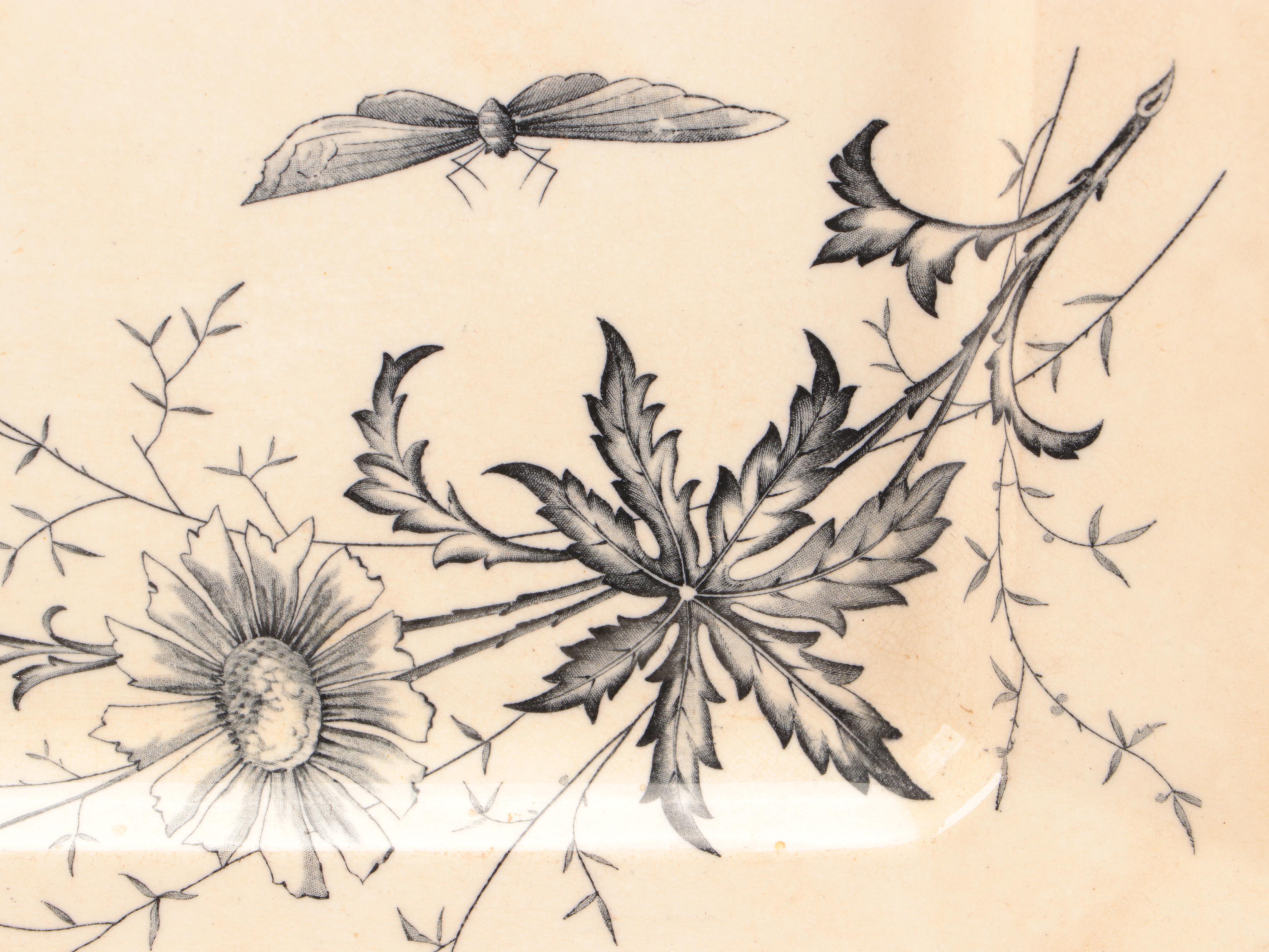 Aesthetic Movement Style Brown and Blue Transferware Platters, Late 19th Century