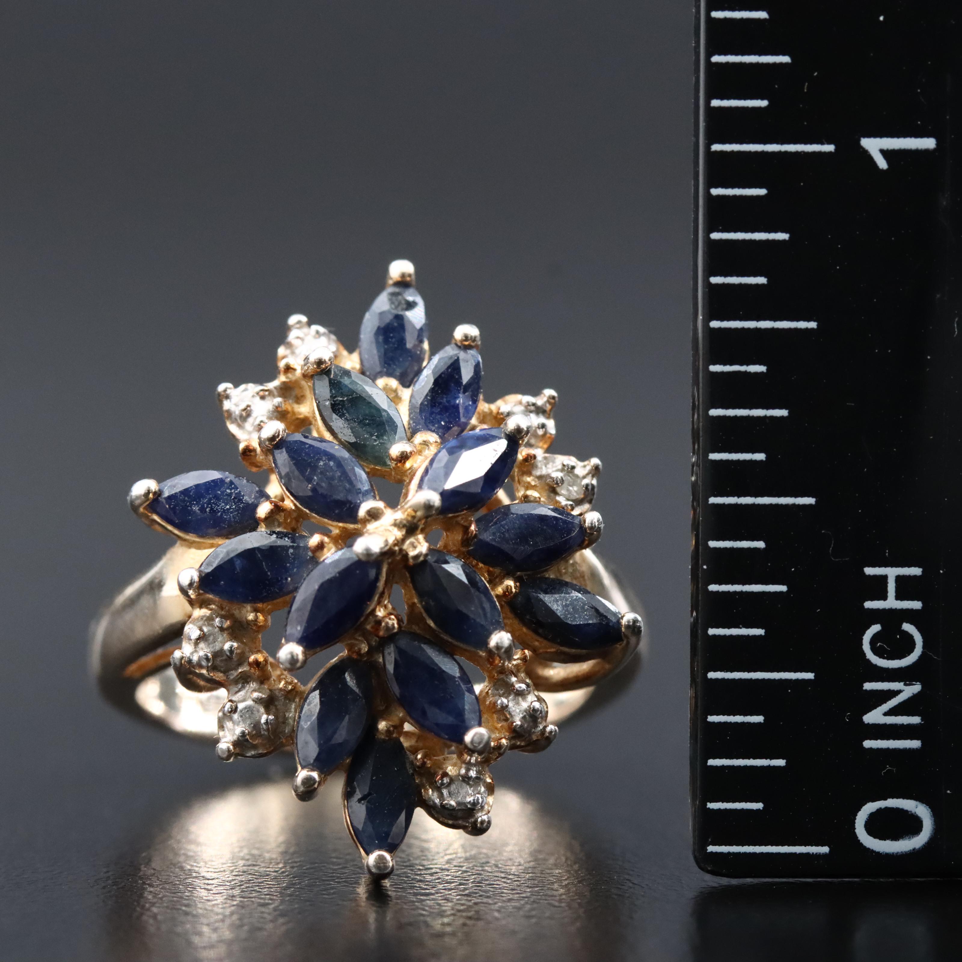 Sterling Sapphire and Diamond Ring