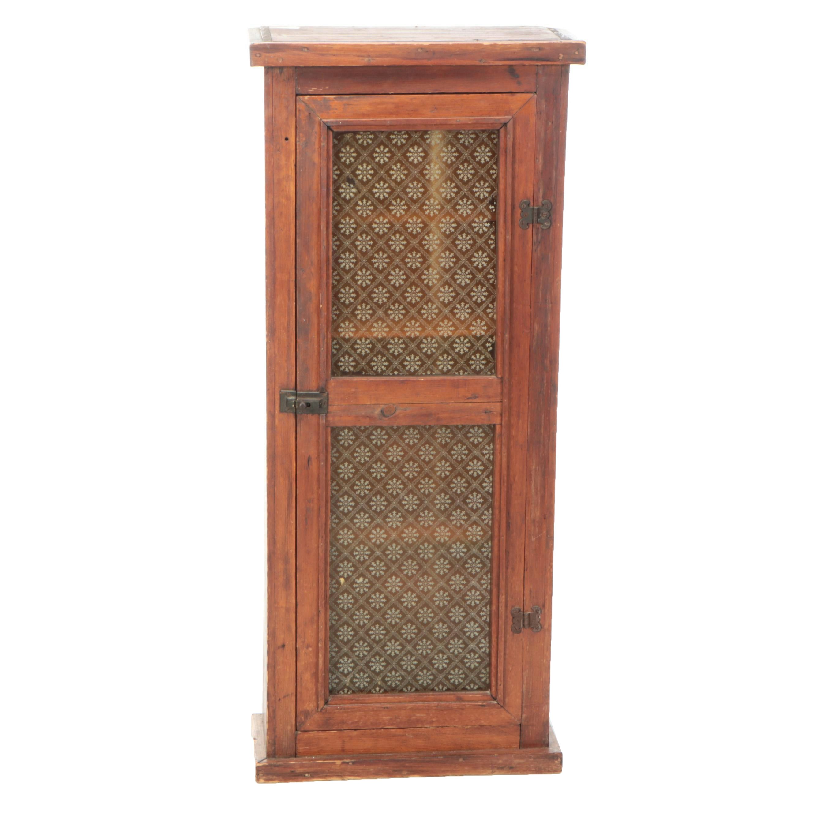 American Primitive Counter Cabinet with Patterned Glass Door