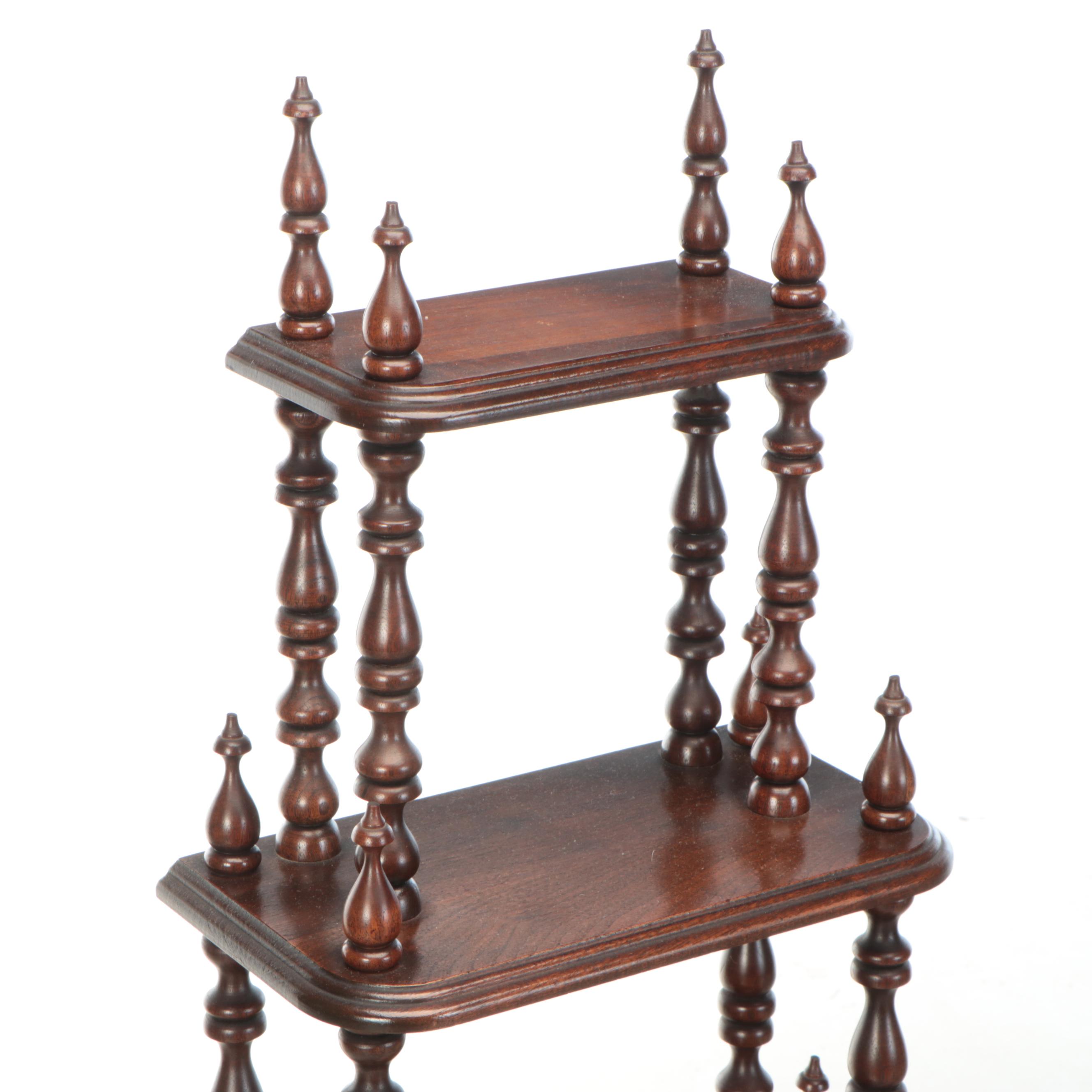 Mahogany Graduated Five-Tier Curio Shelf with Turned Legs