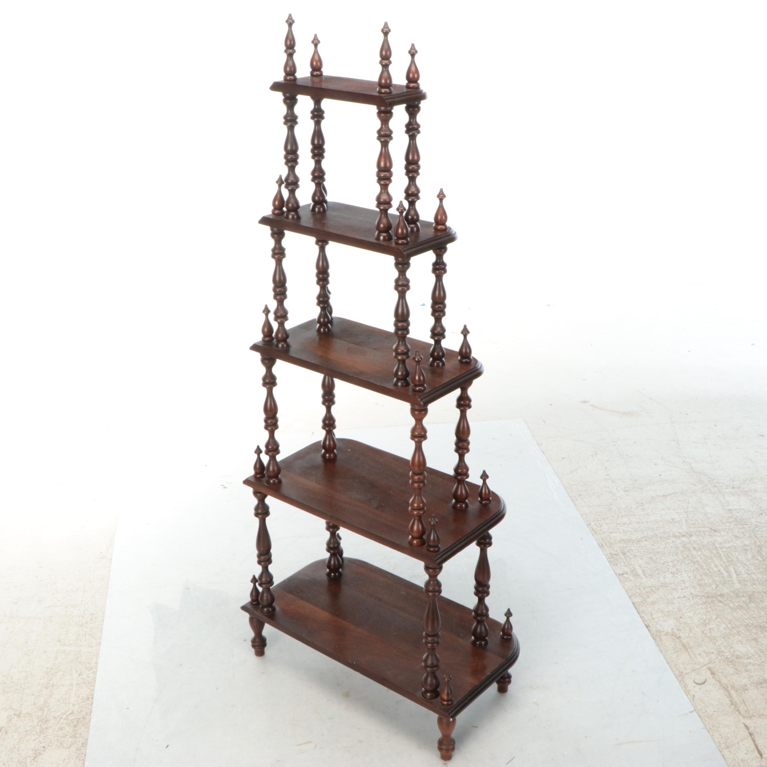 Mahogany Graduated Five-Tier Curio Shelf with Turned Legs
