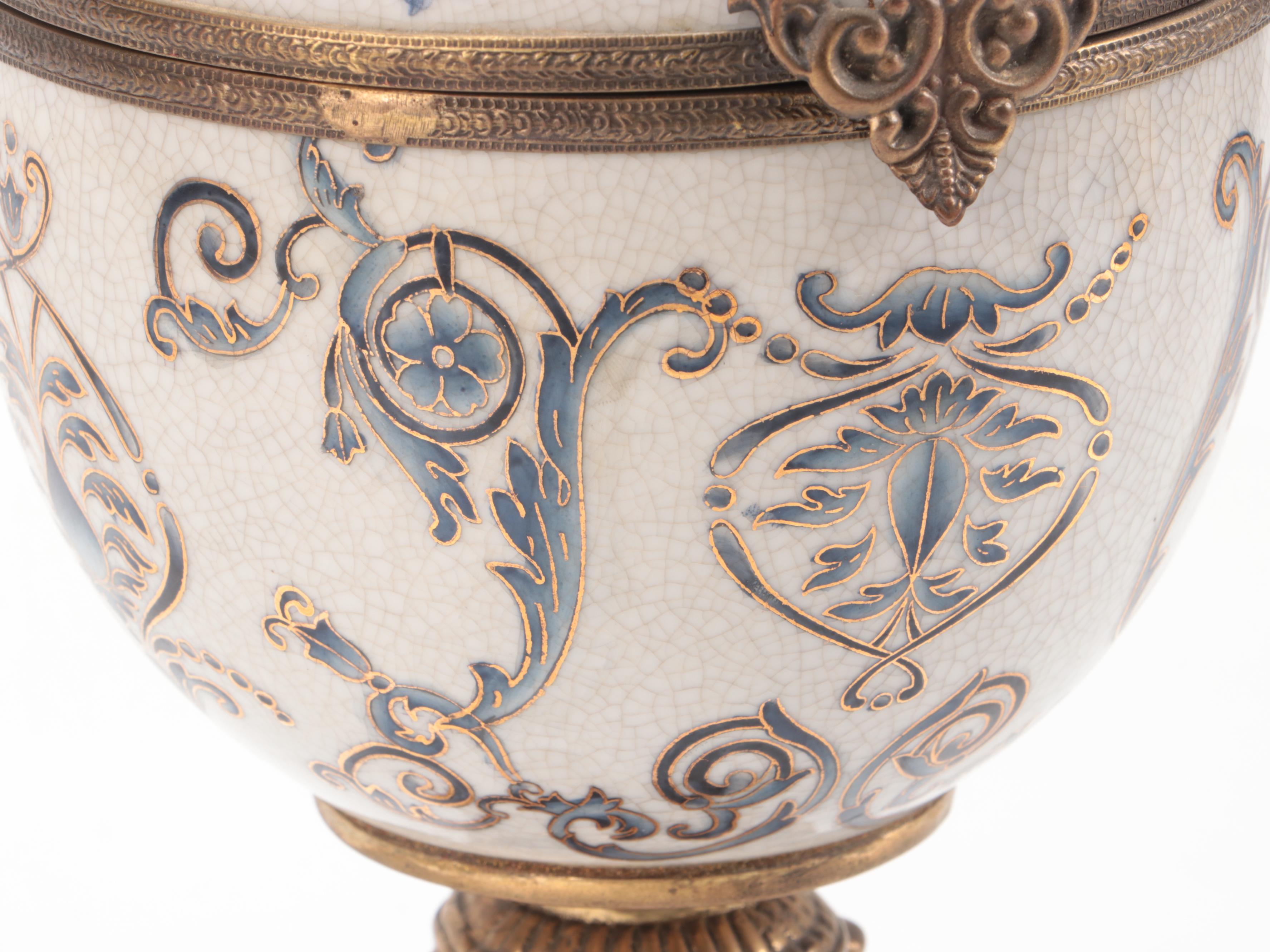 French Style Ceramic Hinged Egg Box on Stand