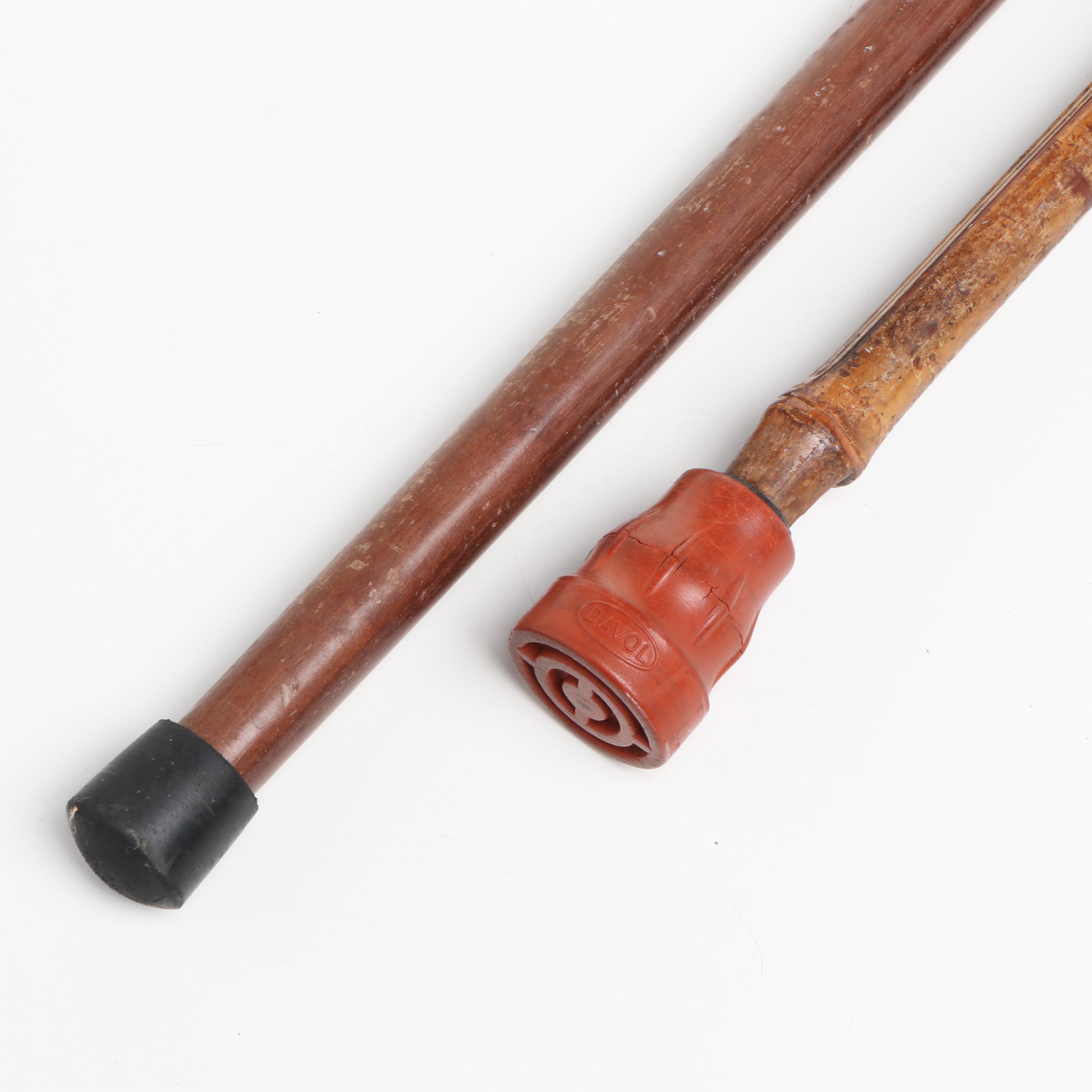 Brass Duck Head and Carved Wood Canes