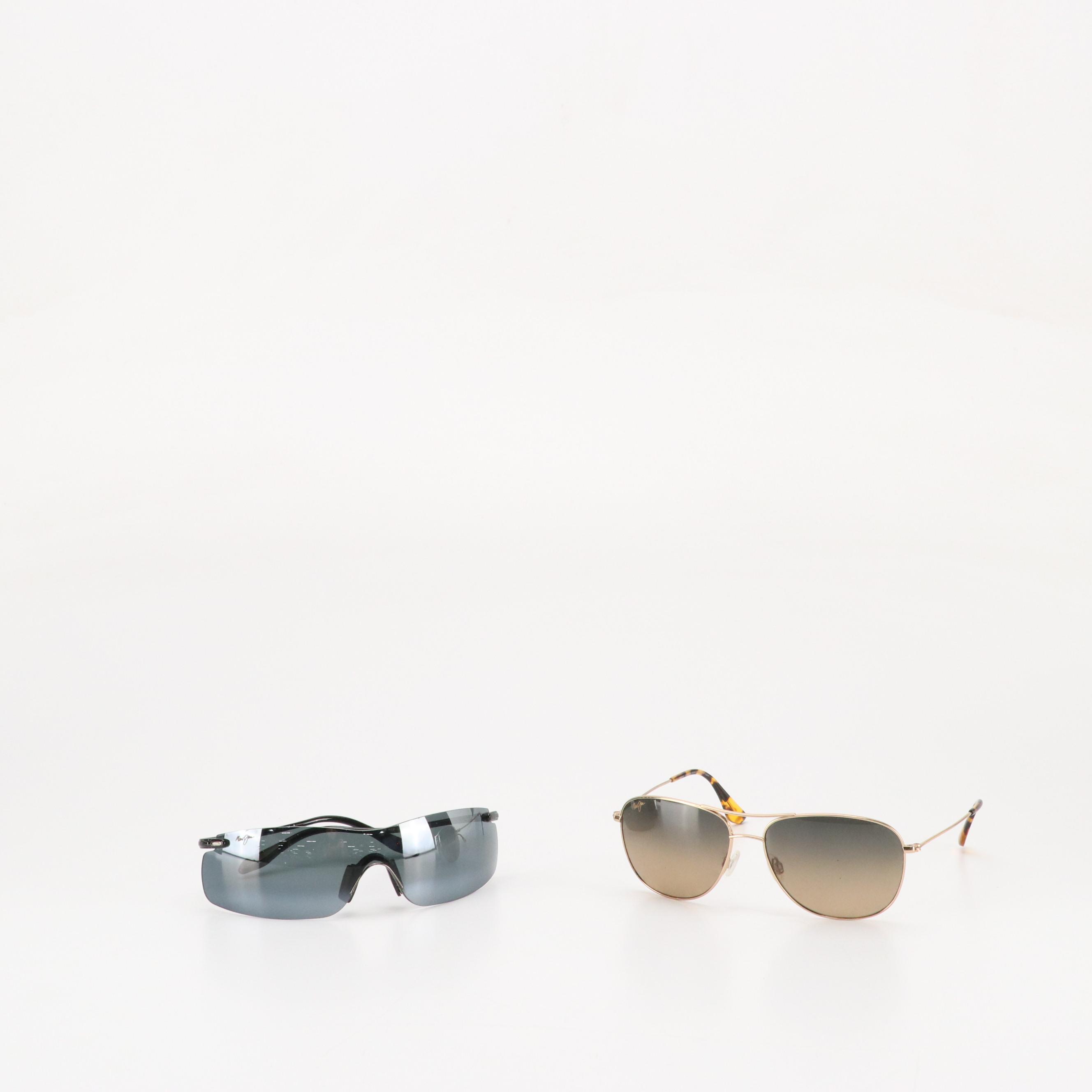 Maui Jim "Cliff House" Aviator Sunglasses and Sport Wrap Sunglasses, With Cases