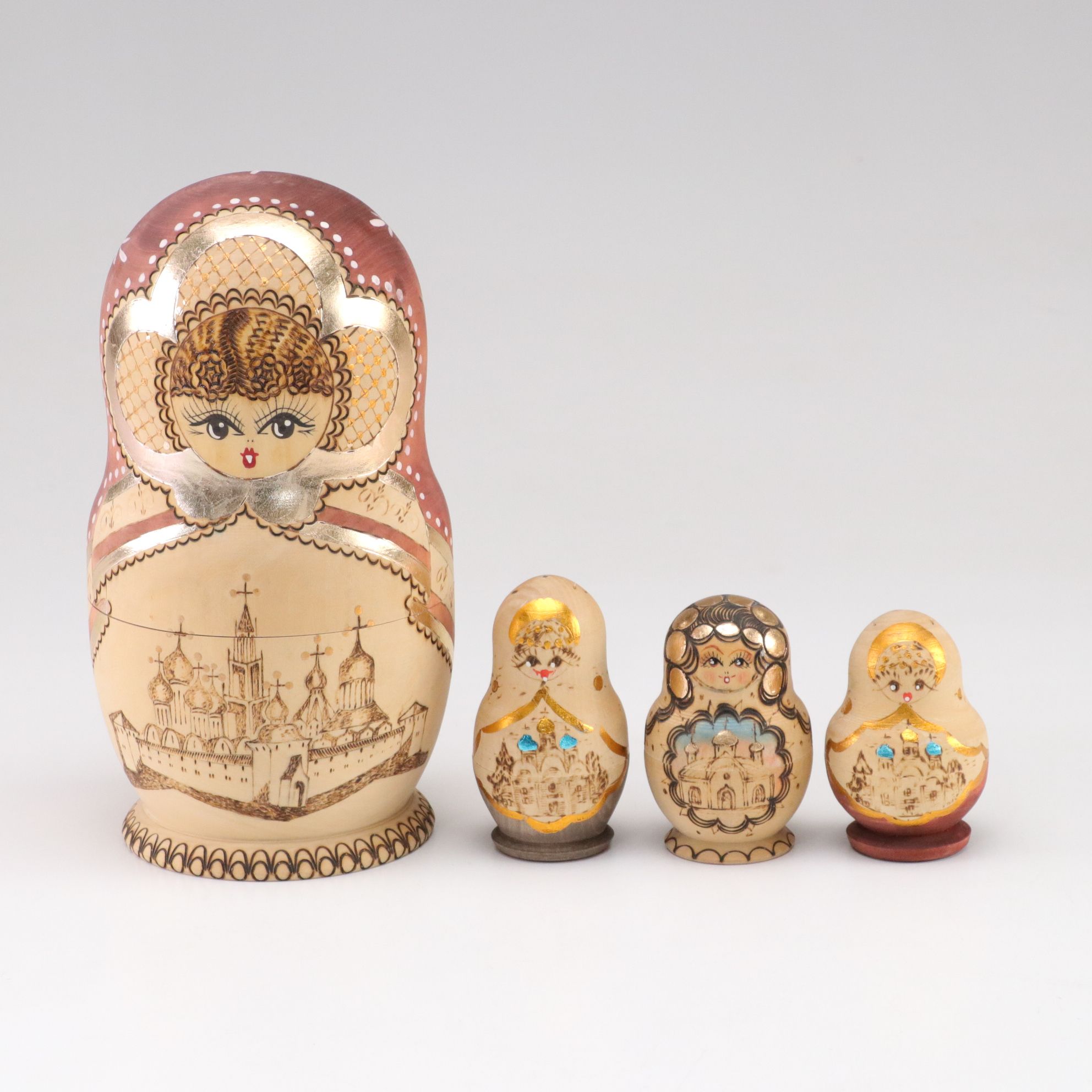 Russian Hand-Painted Wooden Matryoshka Dolls