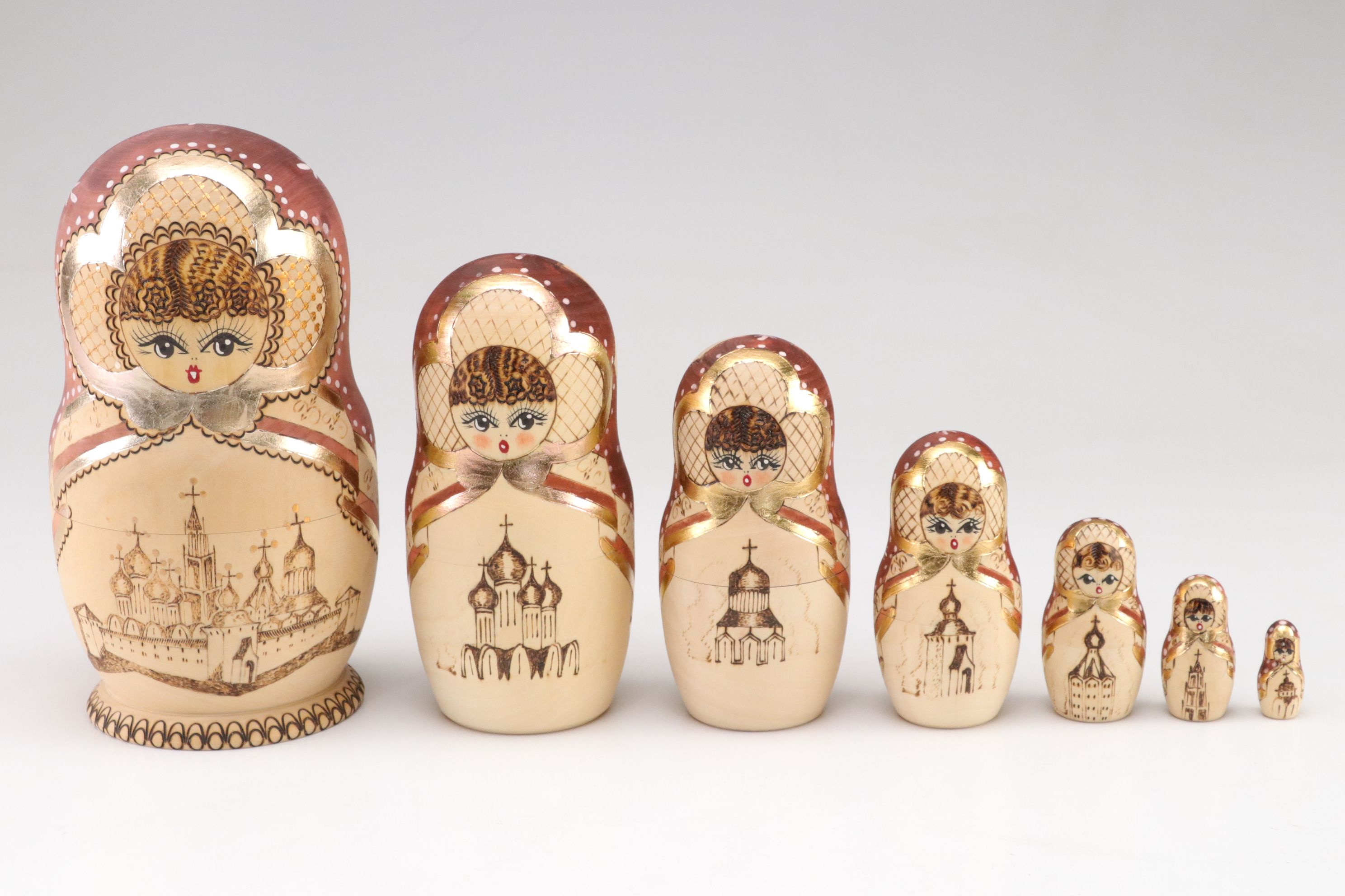 Russian Hand-Painted Wooden Matryoshka Dolls