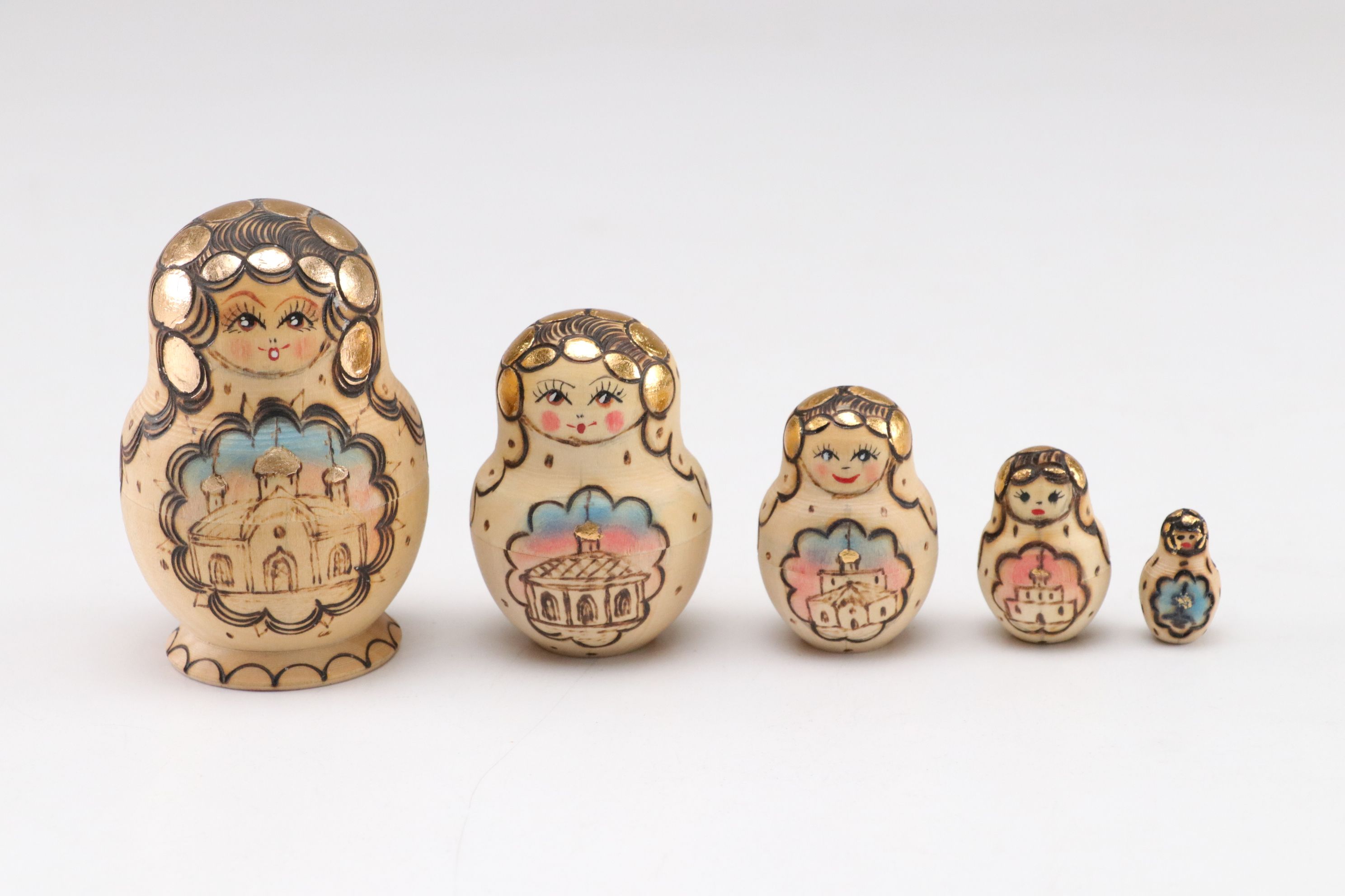 Russian Hand-Painted Wooden Matryoshka Dolls
