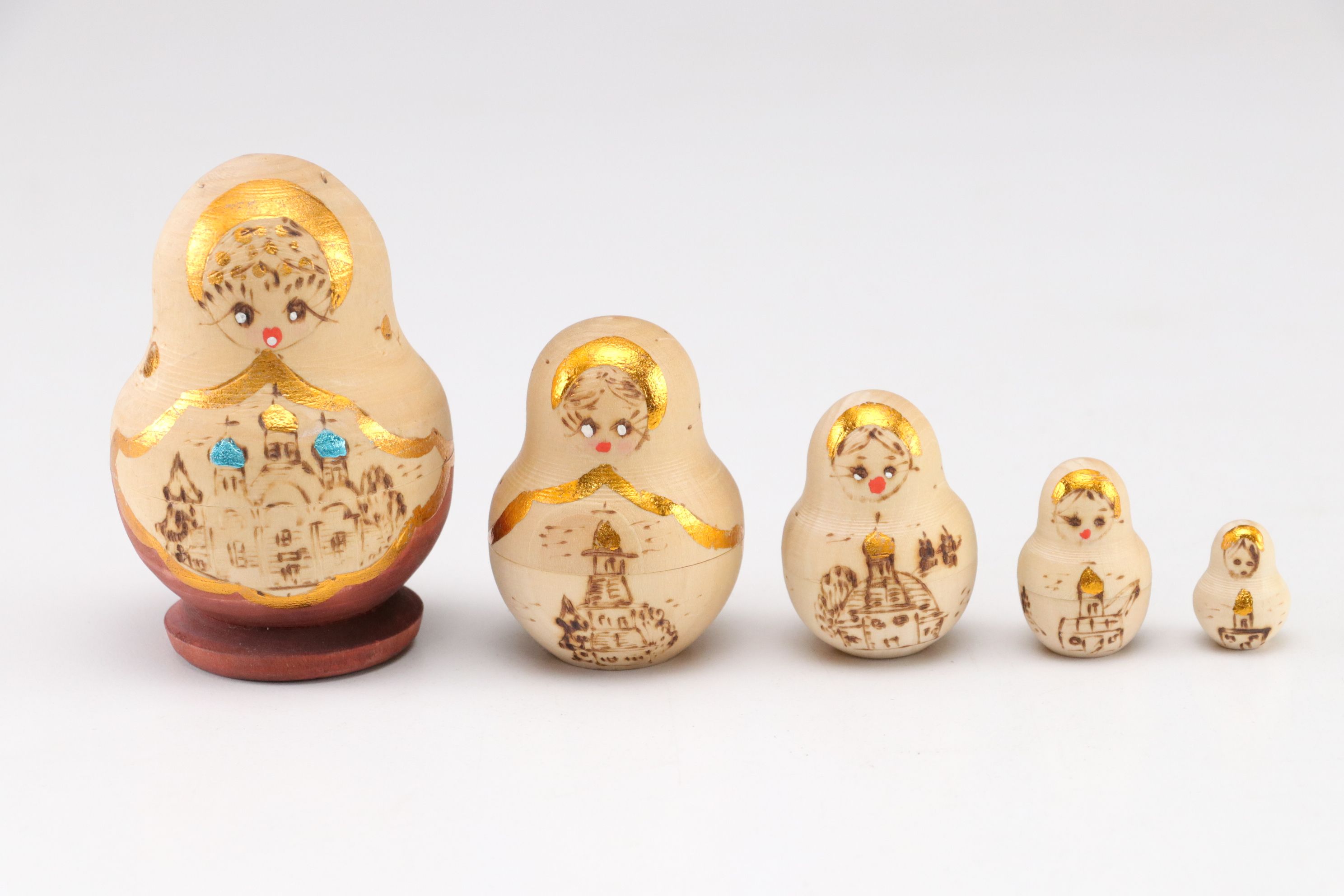 Russian Hand-Painted Wooden Matryoshka Dolls