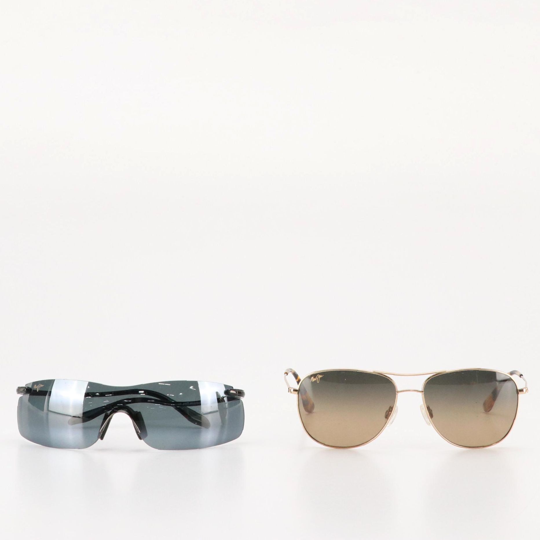 Maui Jim "Cliff House" Aviator Sunglasses and Sport Wrap Sunglasses, With Cases