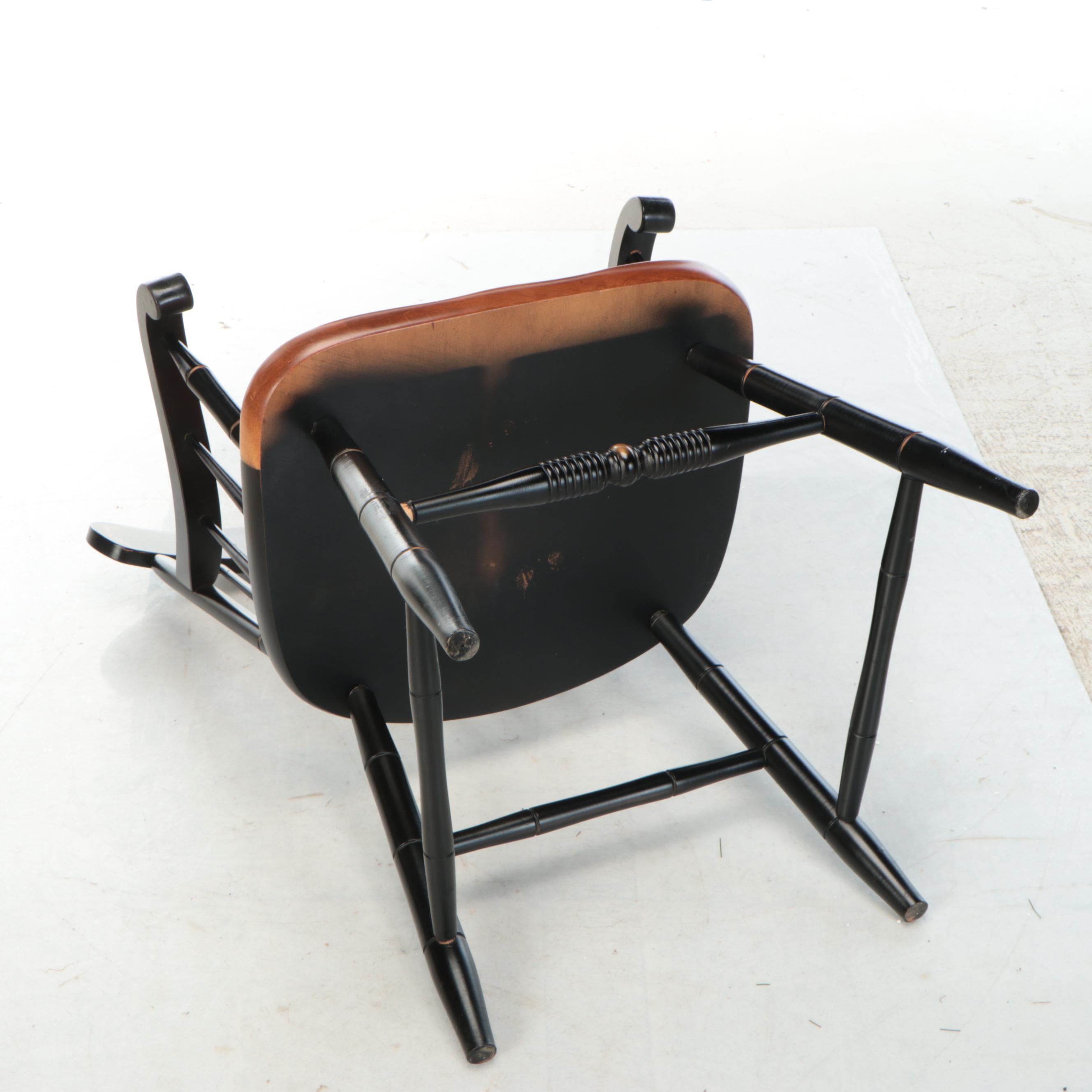 Hitchcock Stencil-Decorated Maple and Ebonized Wood Spindle-Back Armchair