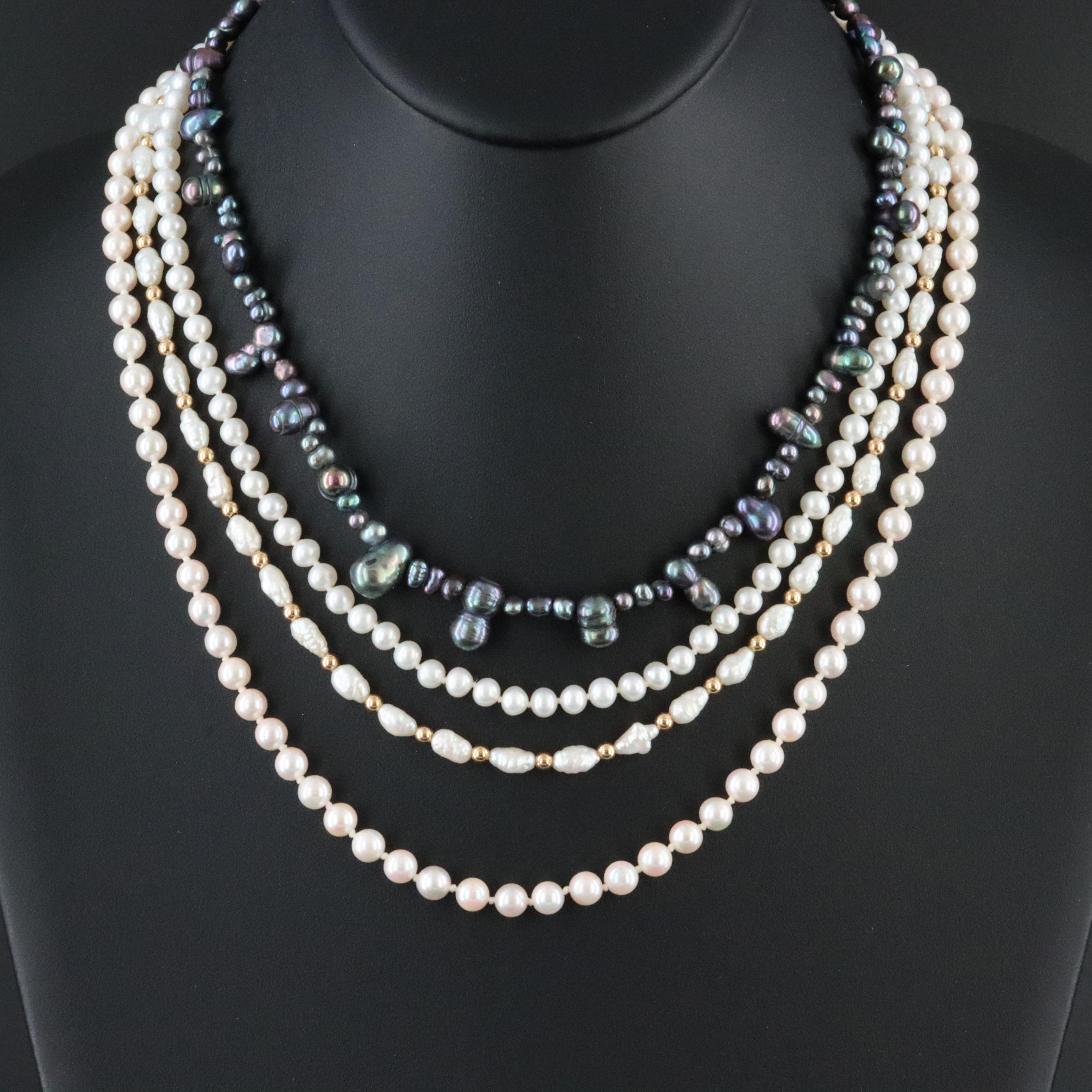 Pearl Necklace Collection Featuring 14K Clasps