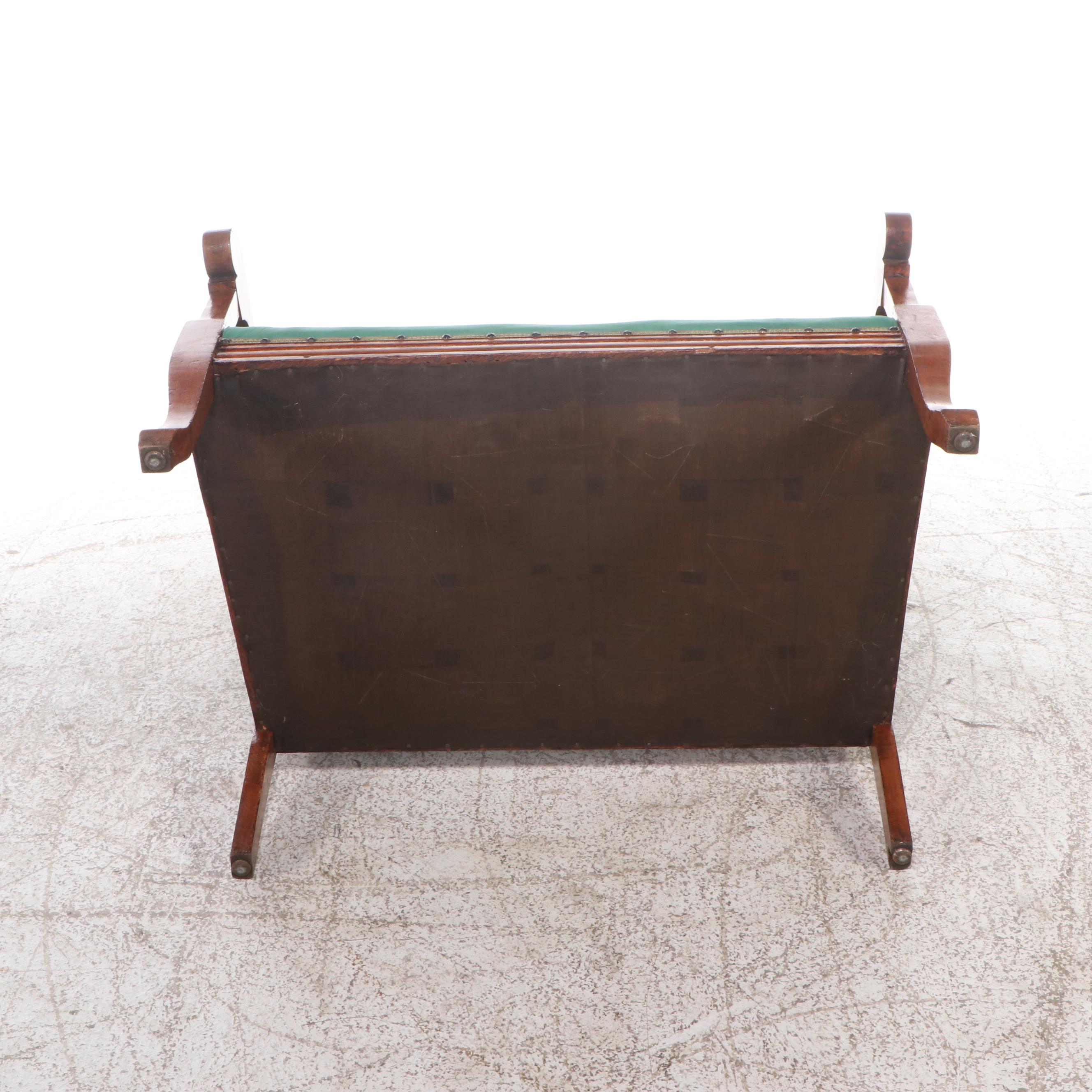 Victorian Carved Oak Framed Parlor Set with Settee, Armchair, and Side Chair