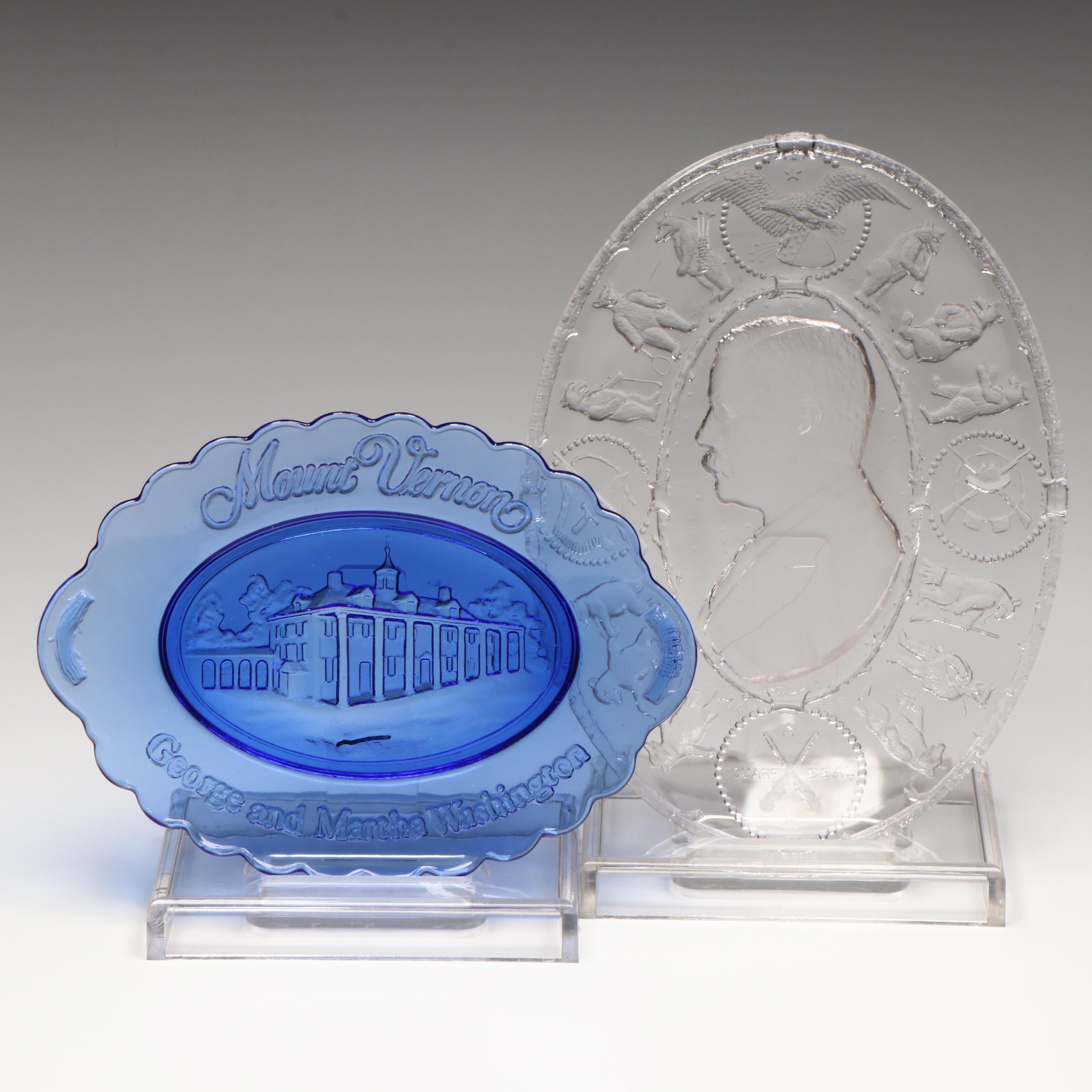 EAPG Teddy Roosevelt Square Deal Commemorative and Mount Vernon Souvenir Plates