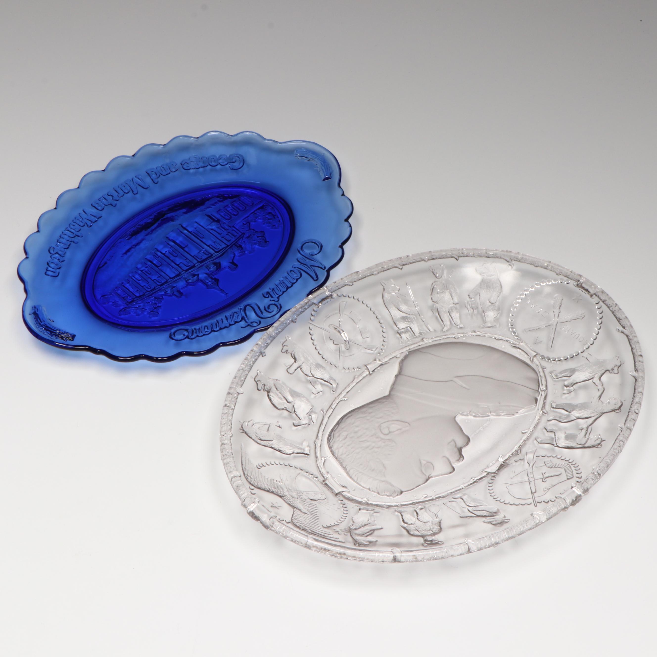 EAPG Teddy Roosevelt Square Deal Commemorative and Mount Vernon Souvenir Plates