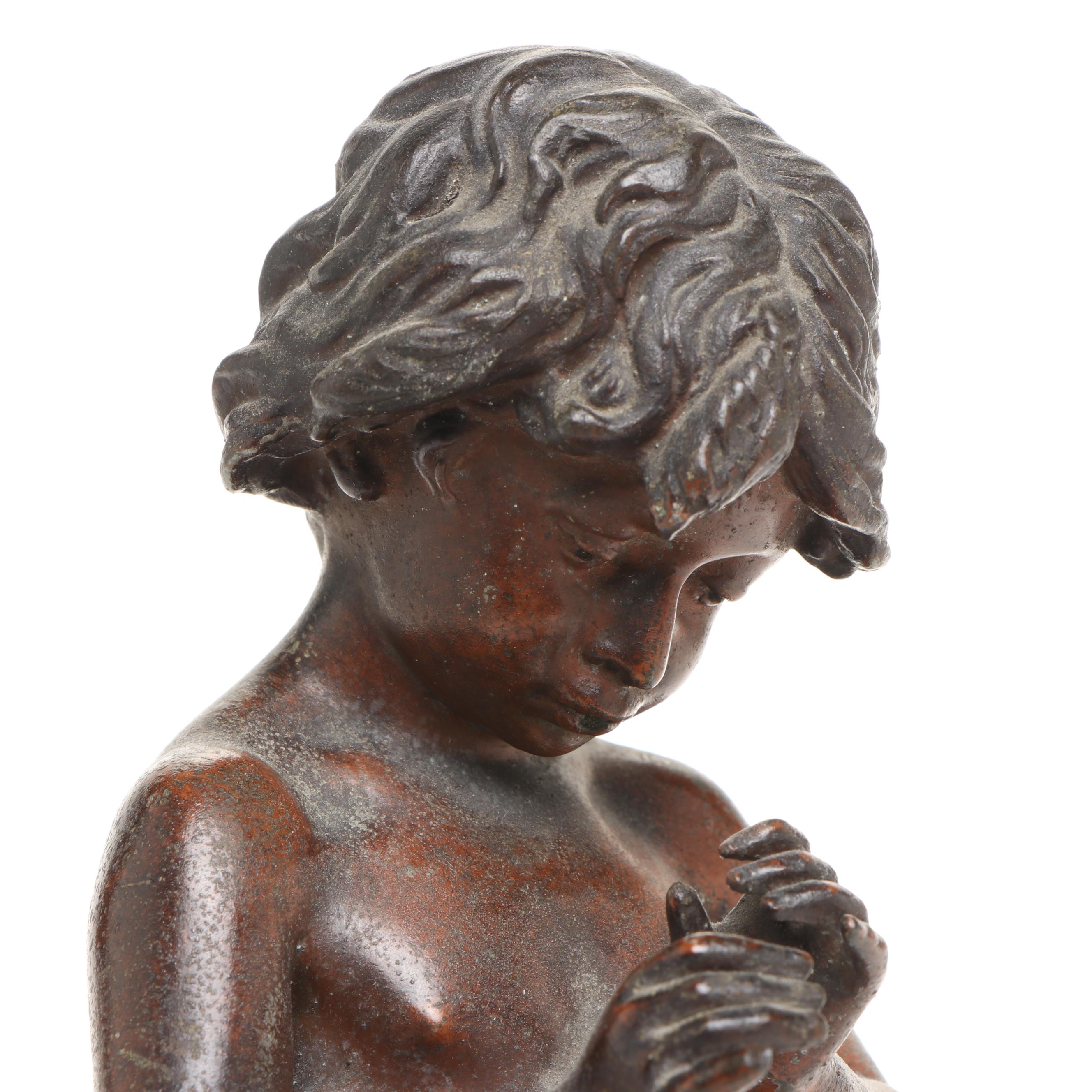 Cast Bronze Figure After Jean-Louis Grégoire‏ "Joueur de Flûte"