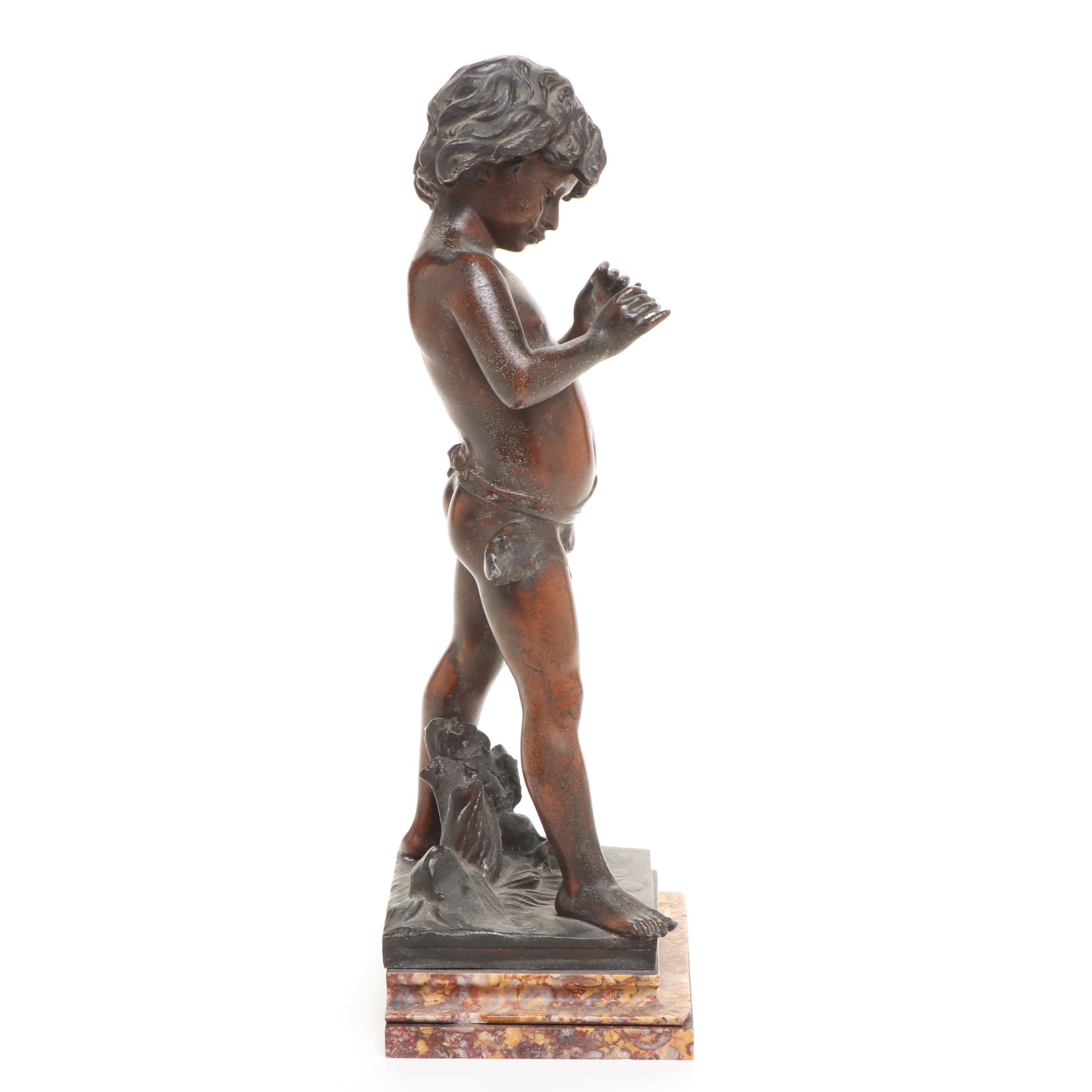 Cast Bronze Figure After Jean-Louis Grégoire‏ "Joueur de Flûte"