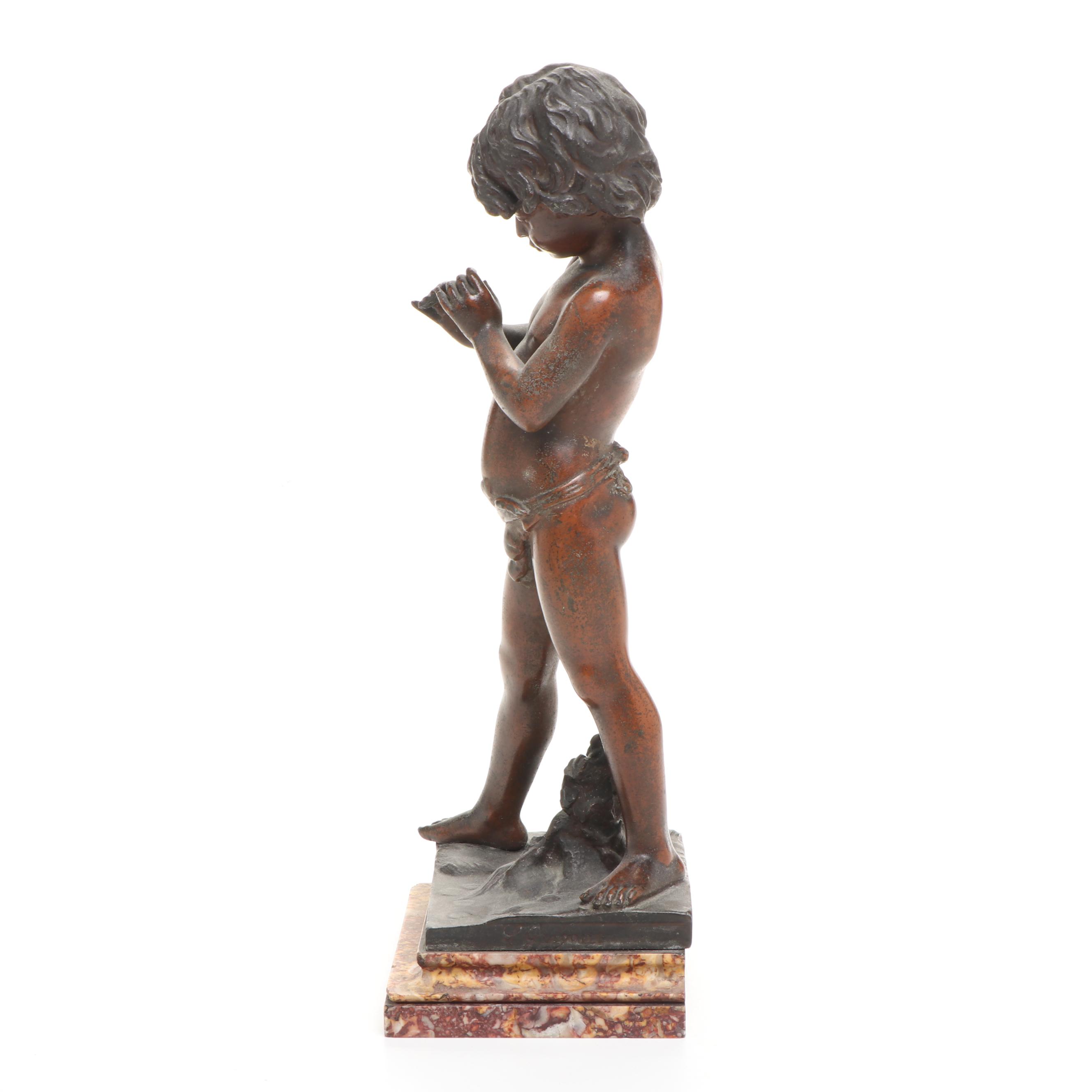 Cast Bronze Figure After Jean-Louis Grégoire‏ "Joueur de Flûte"