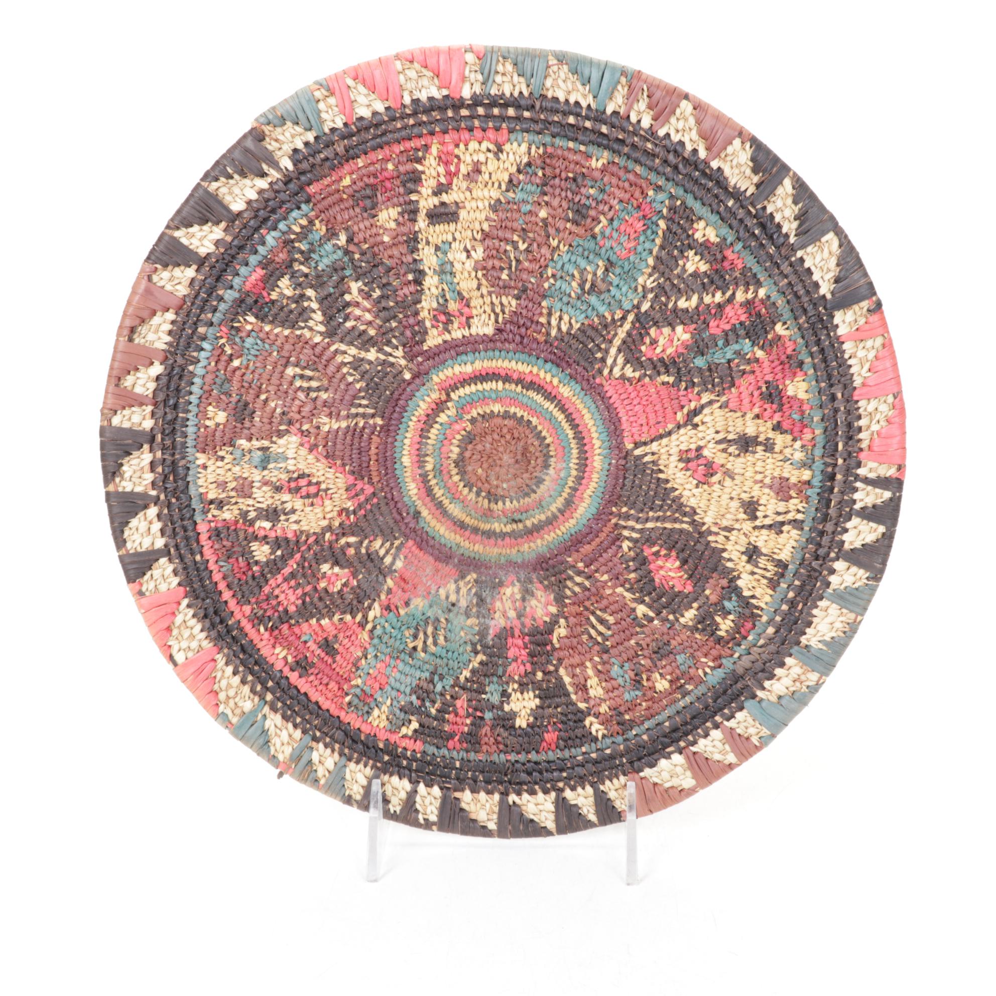 Five International Hand Crafted Woven Grass, Gourd, and Beadwork Items