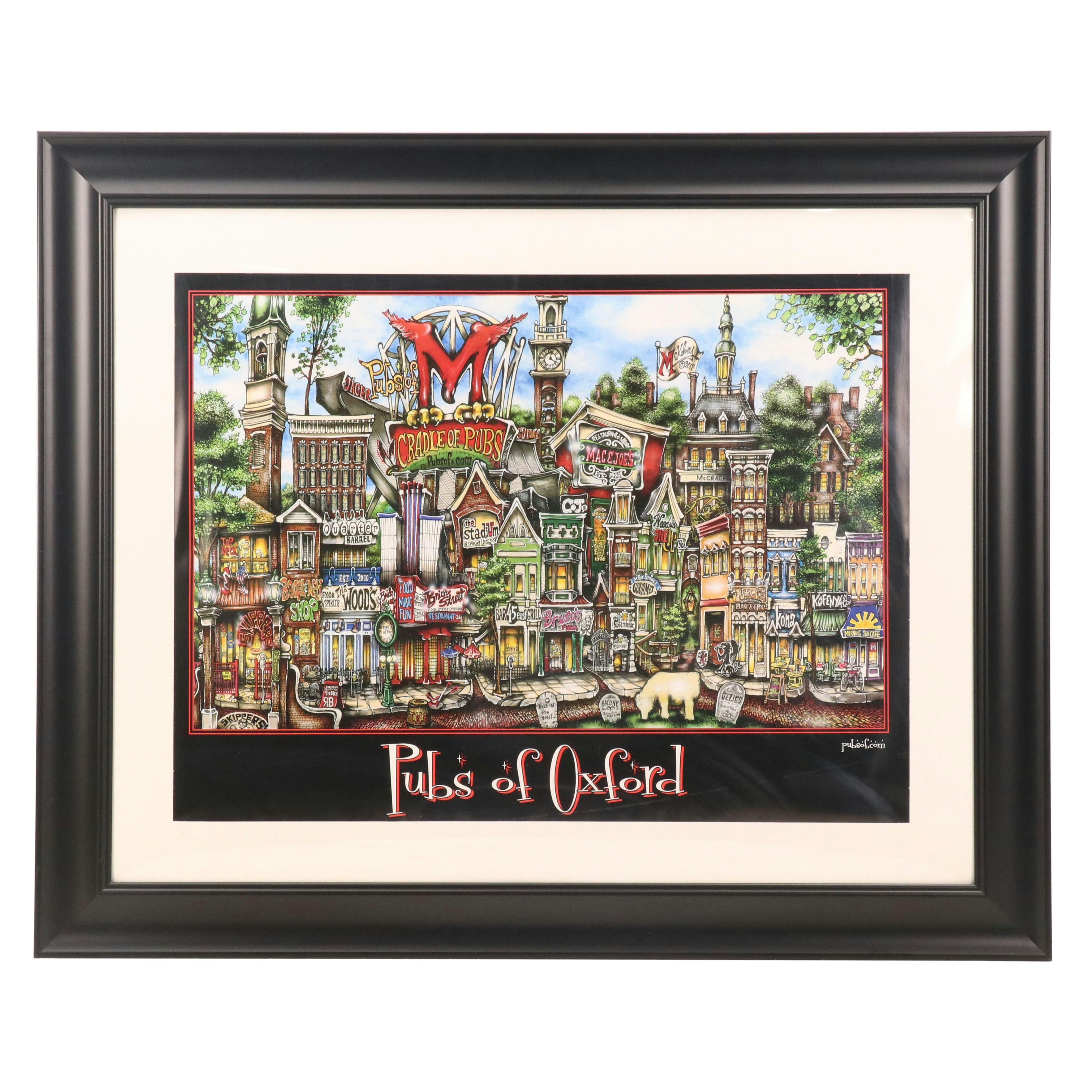 Brian McKelvey Offset Lithograph "Pubs of Oxford," 2012