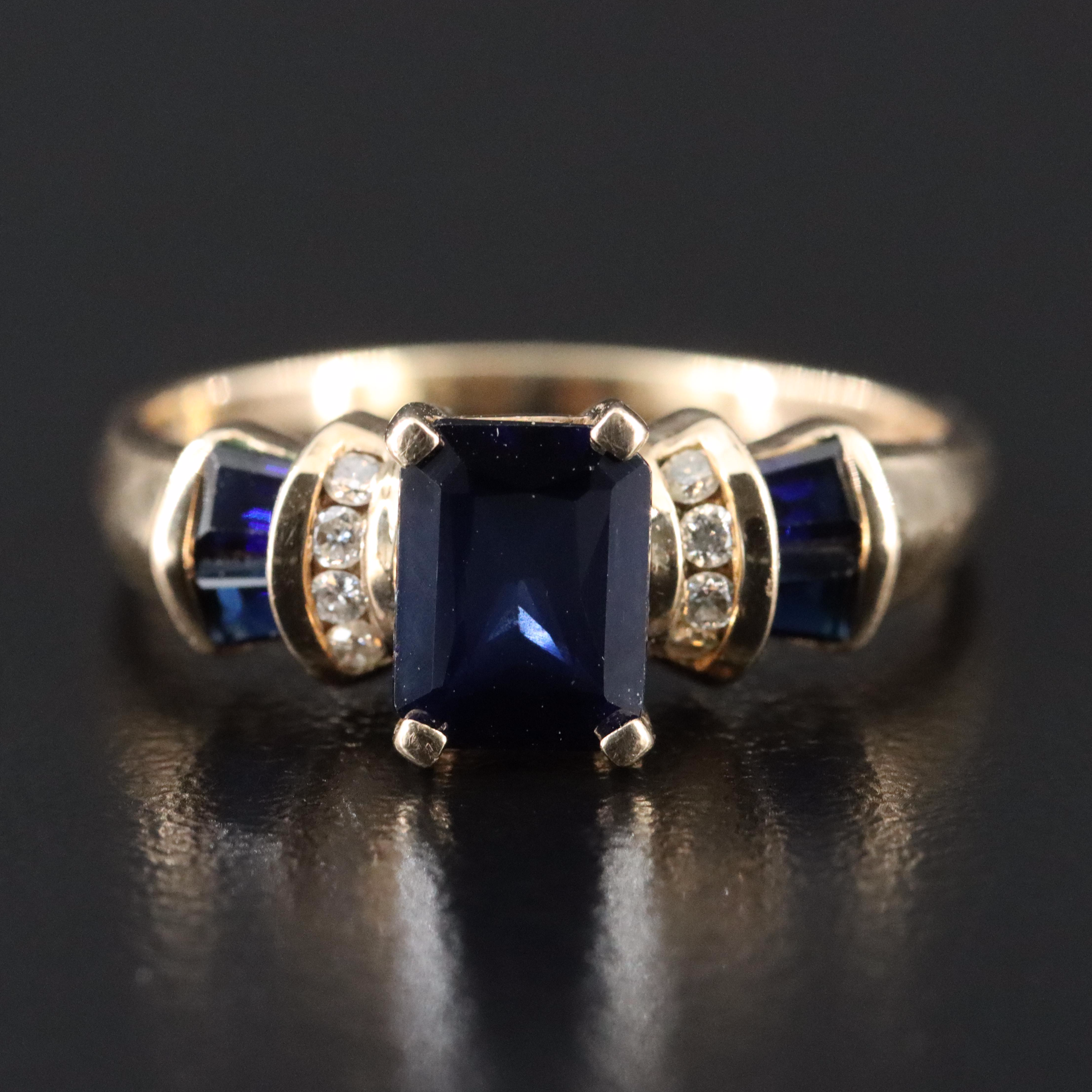 10K Sapphire and Diamond Ring