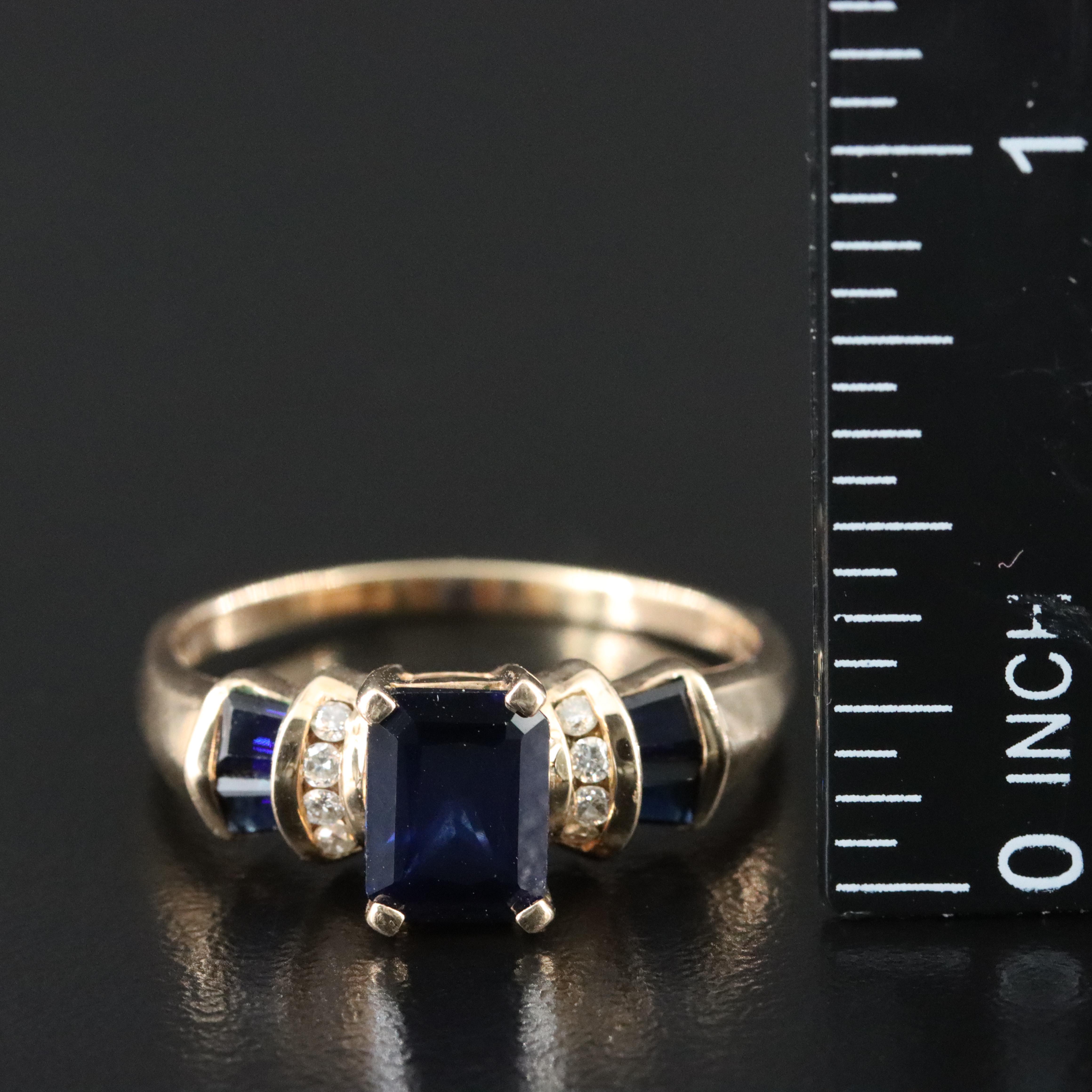 10K Sapphire and Diamond Ring