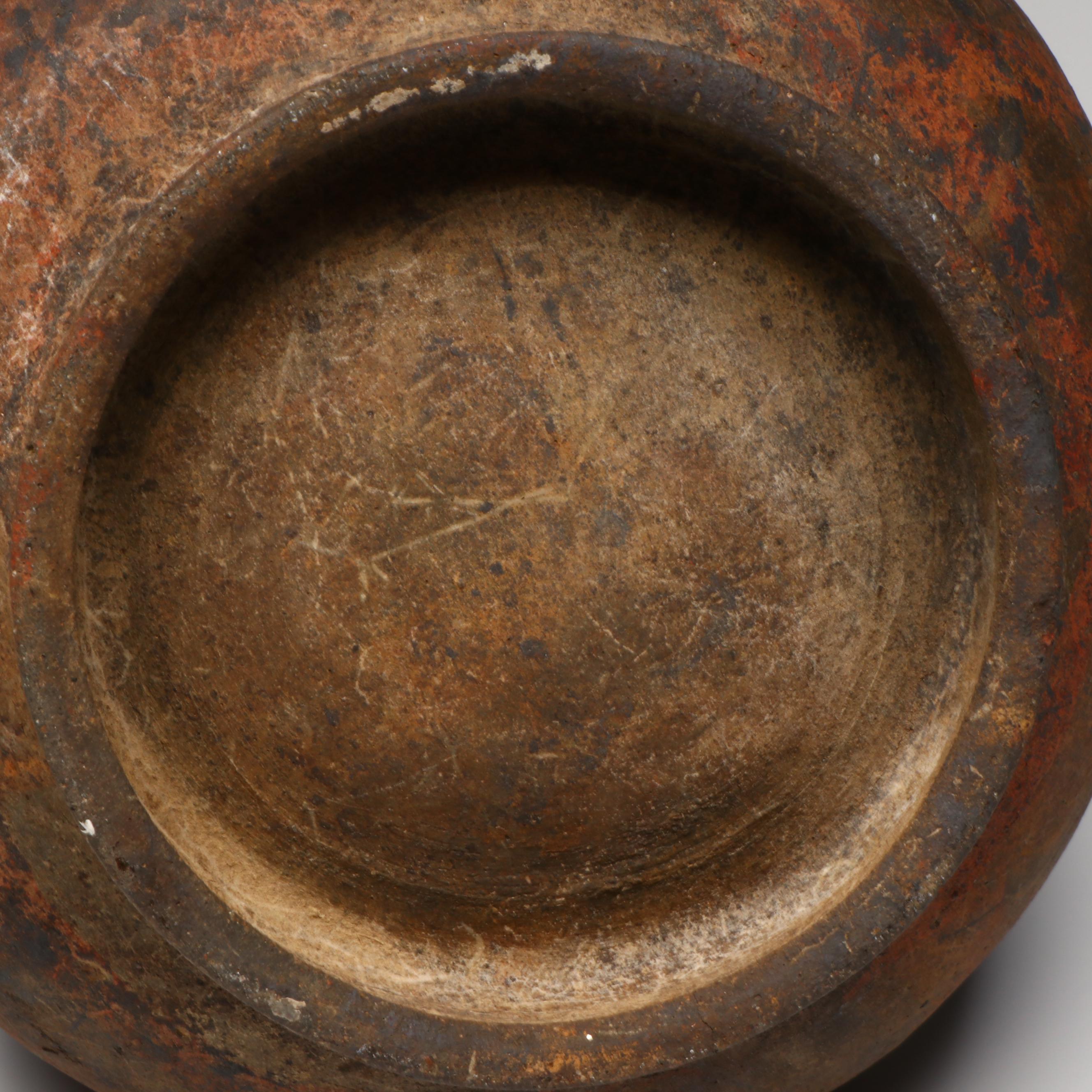 Chinese Han Dynasty Polychrome Pottery Lidded Jar