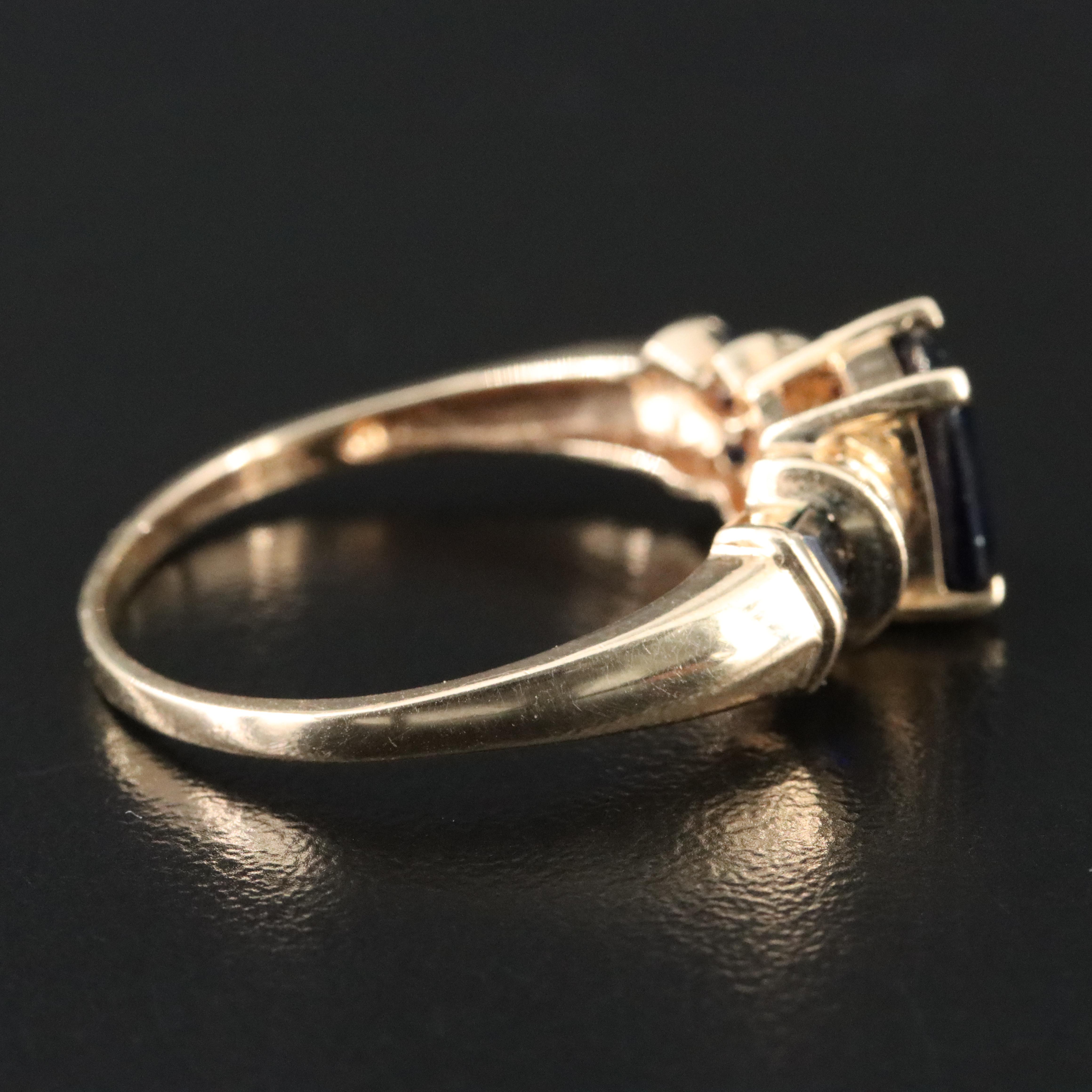 10K Sapphire and Diamond Ring
