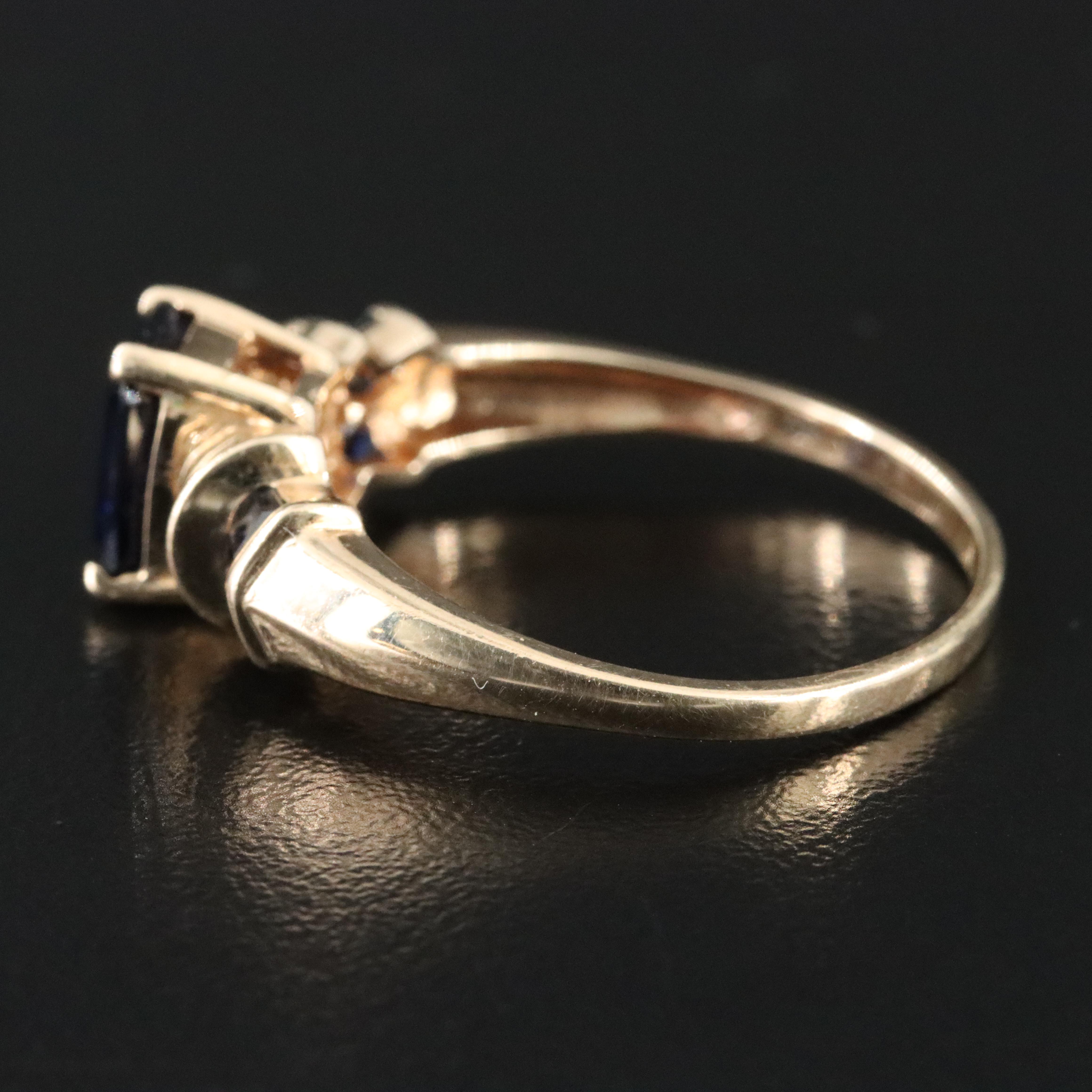 10K Sapphire and Diamond Ring