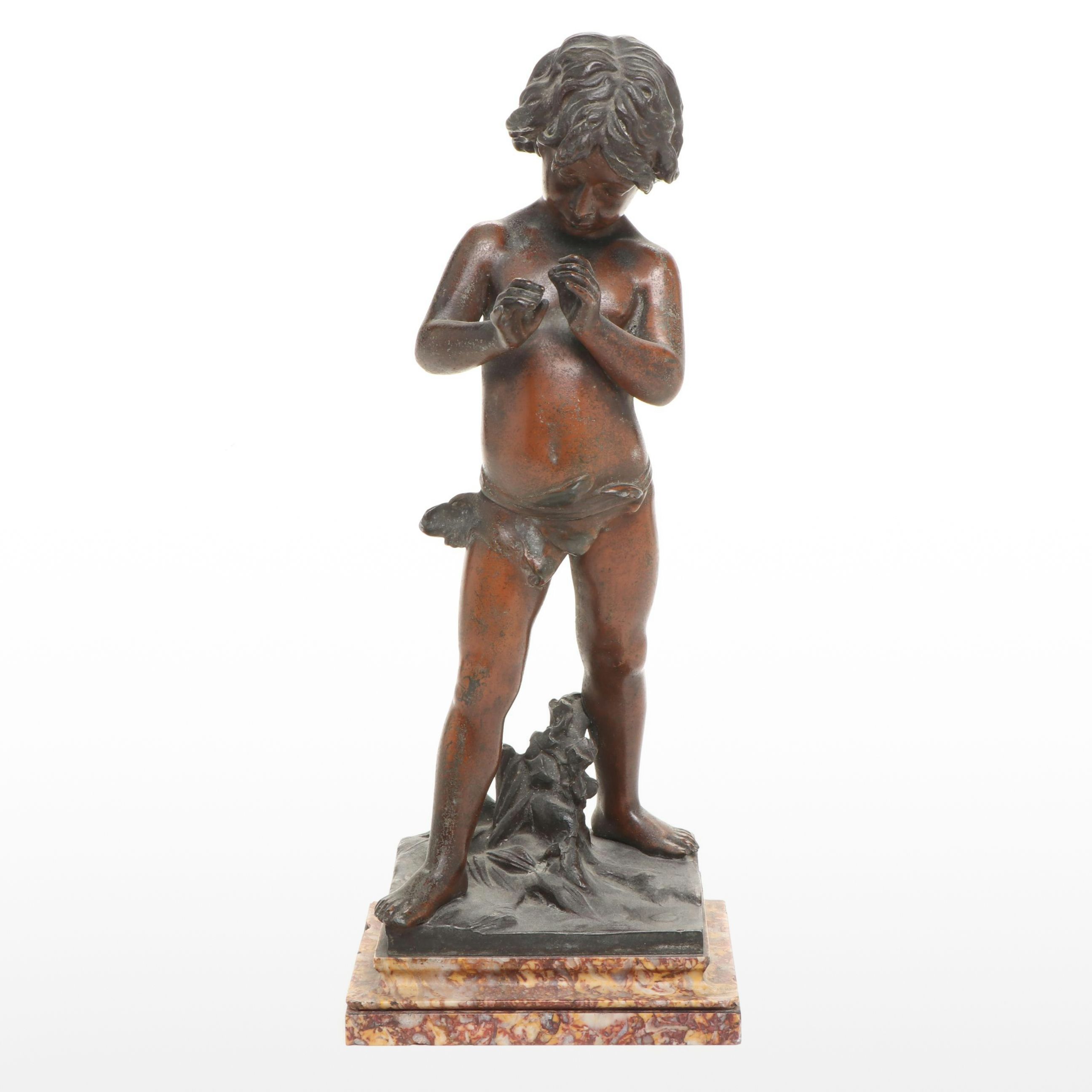 Cast Bronze Figure After Jean-Louis Grégoire‏ "Joueur de Flûte"