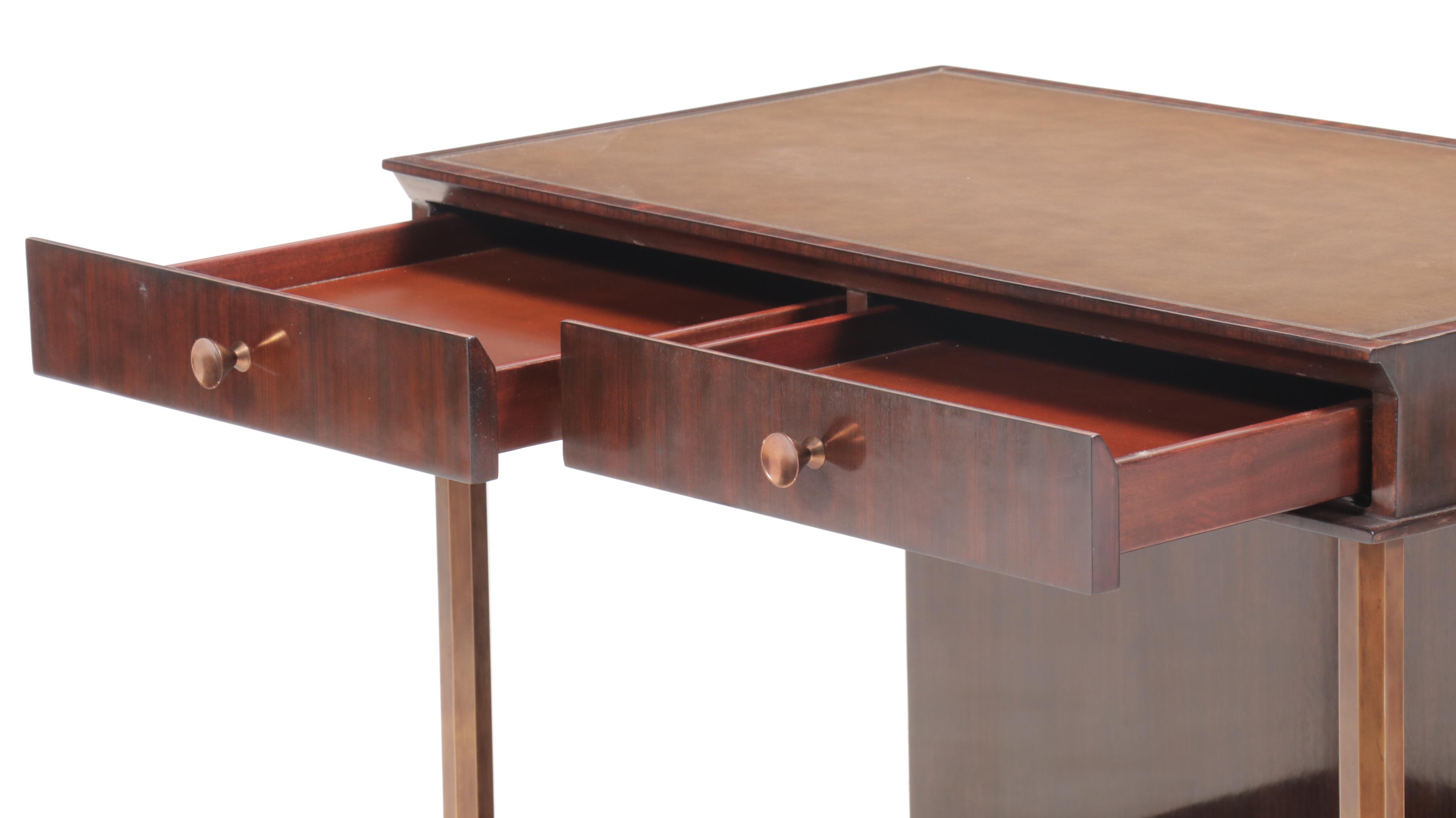 Contemporary Mahogany Finish Console Table