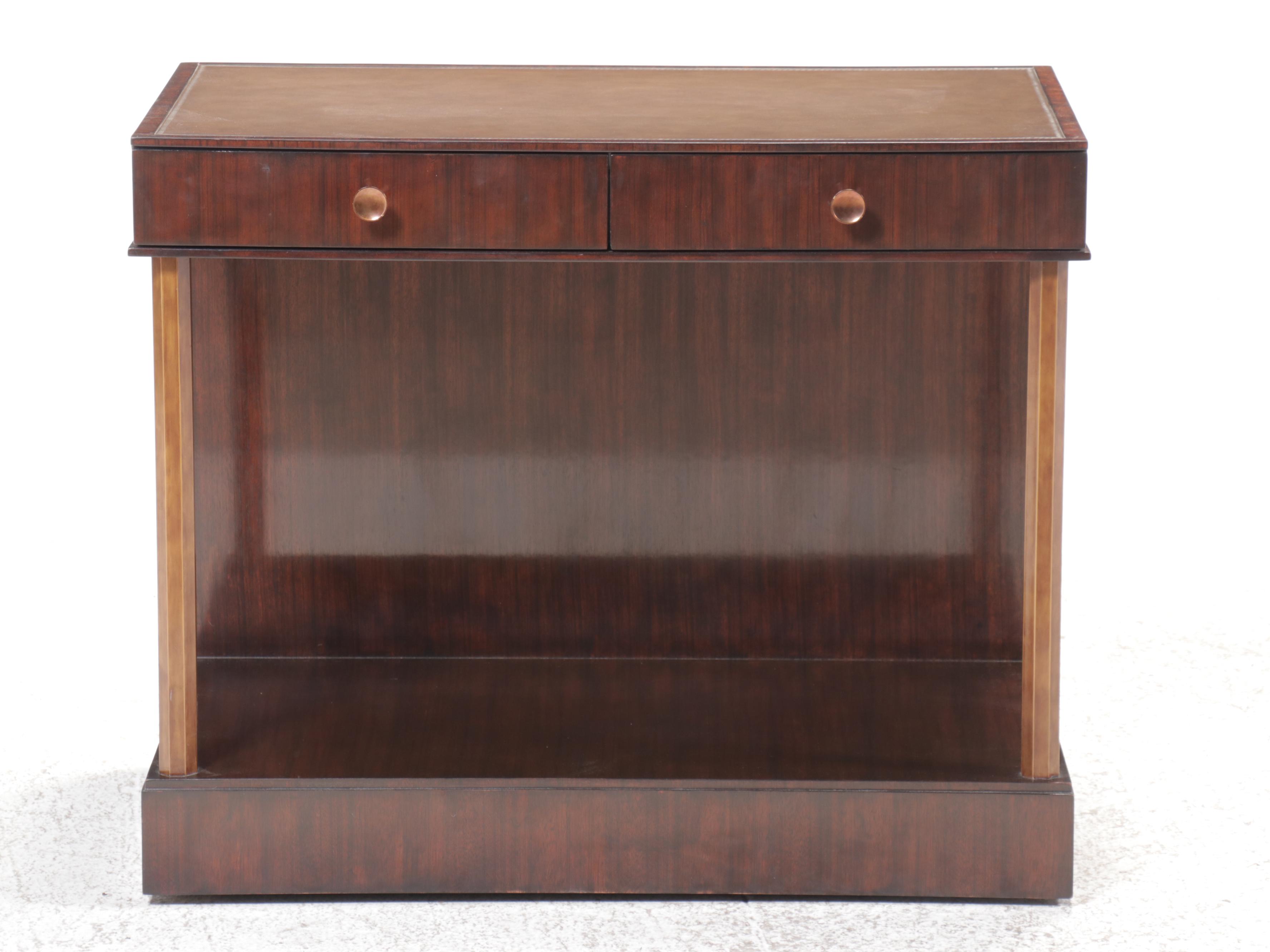 Contemporary Mahogany Finish Console Table
