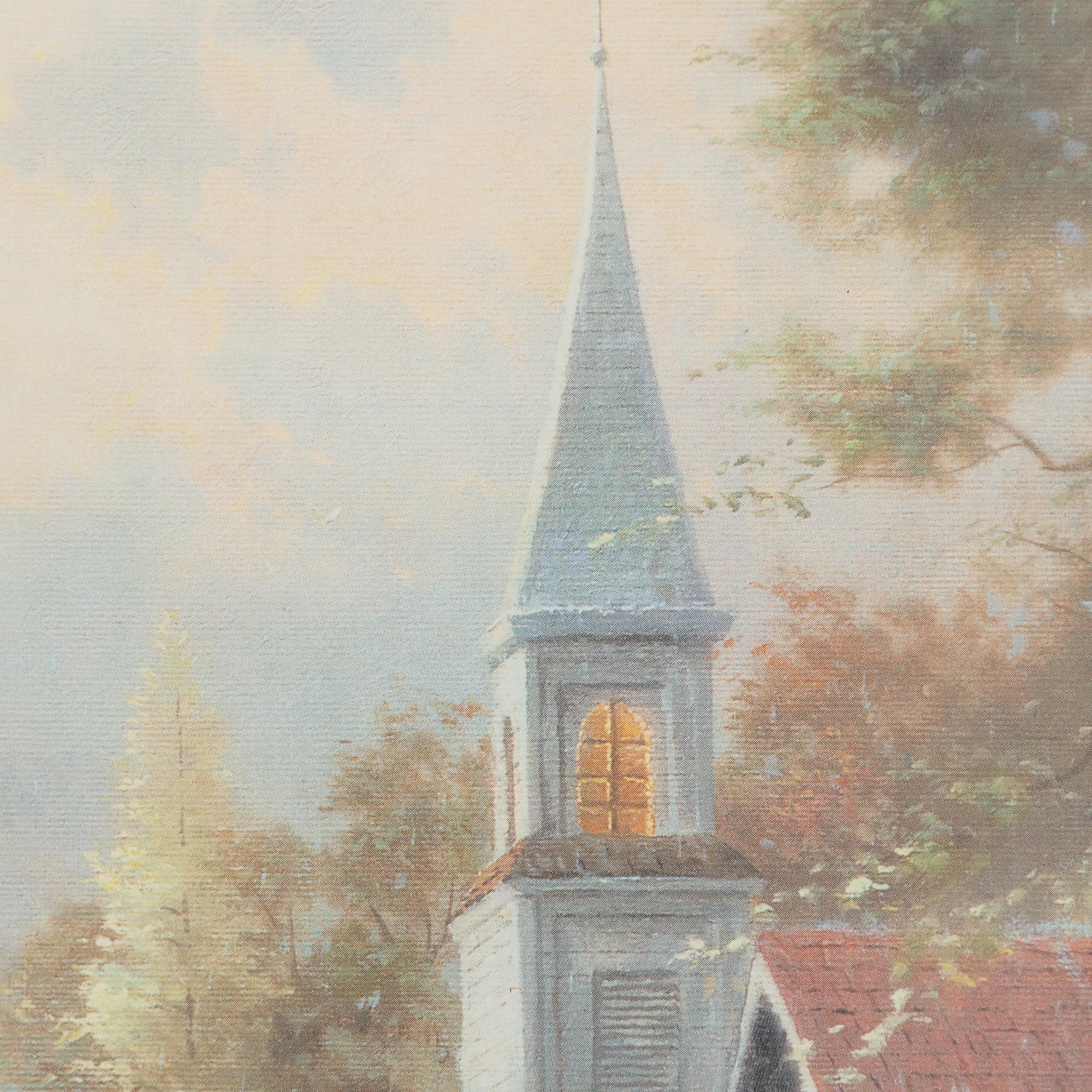After Thomas Kinkade Offset Lithograph "Twilight Cottage: April," 1999