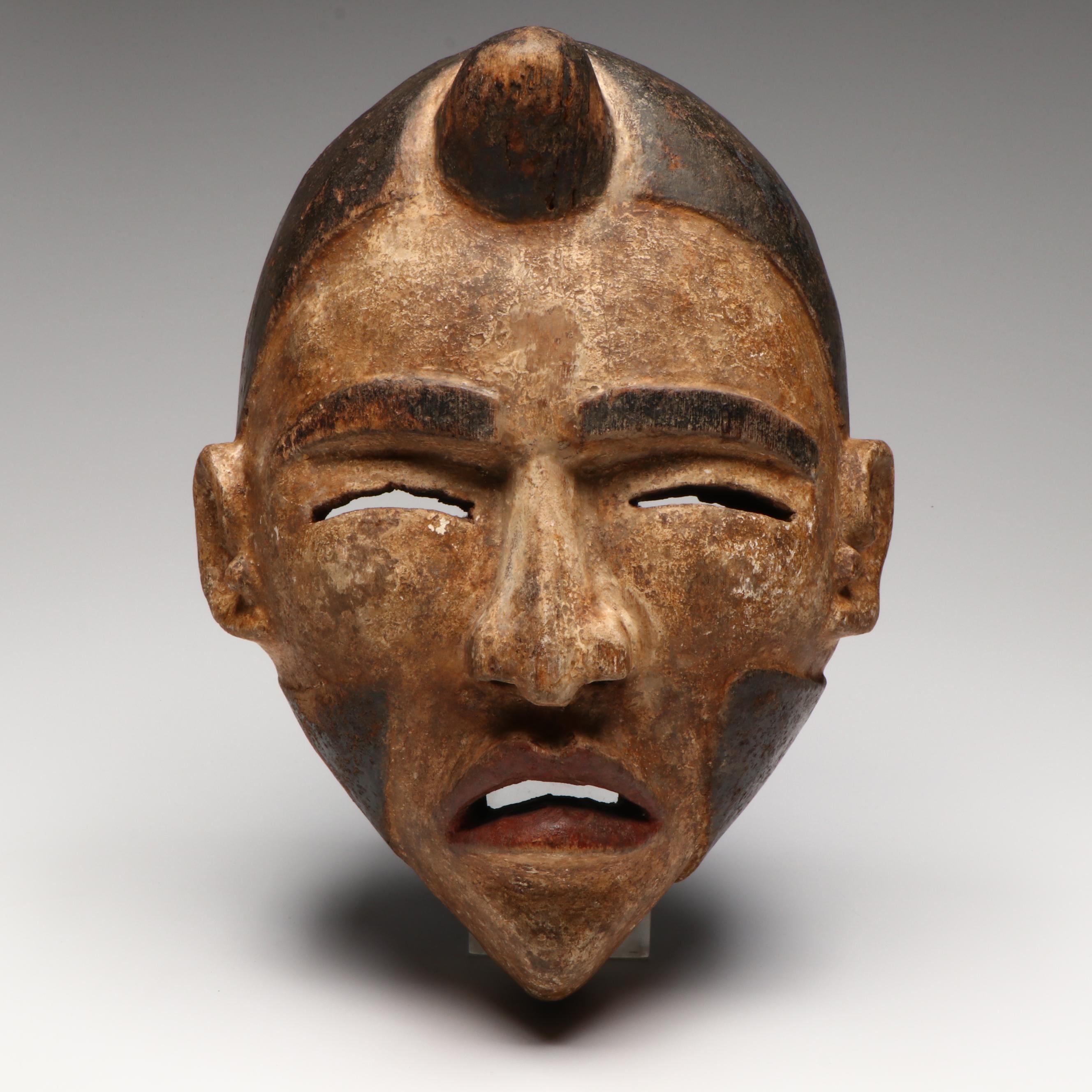 DRC Yombe Peoples "Nganga Diphomba" Female Diviner's Mask with Topknot