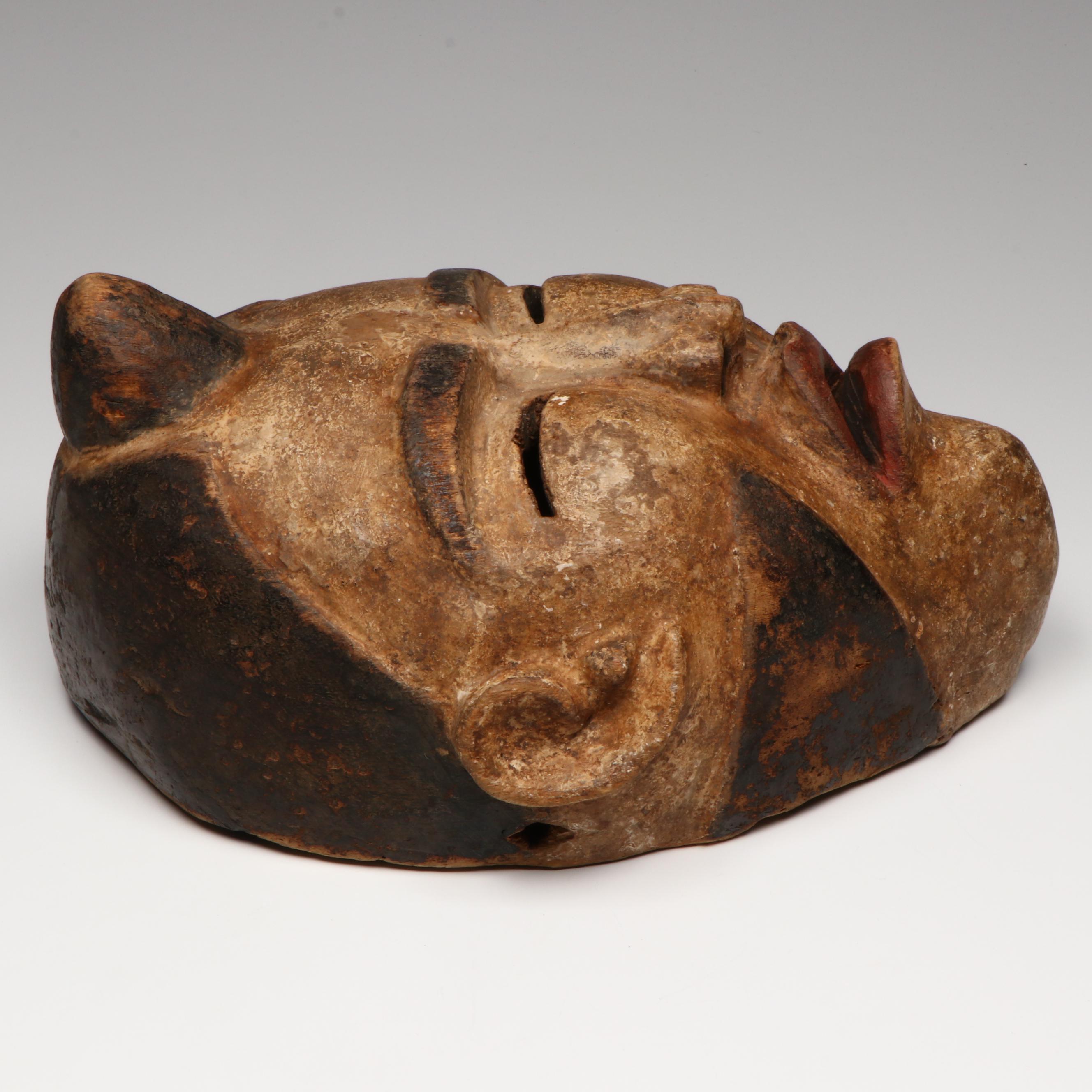 DRC Yombe Peoples "Nganga Diphomba" Female Diviner's Mask with Topknot