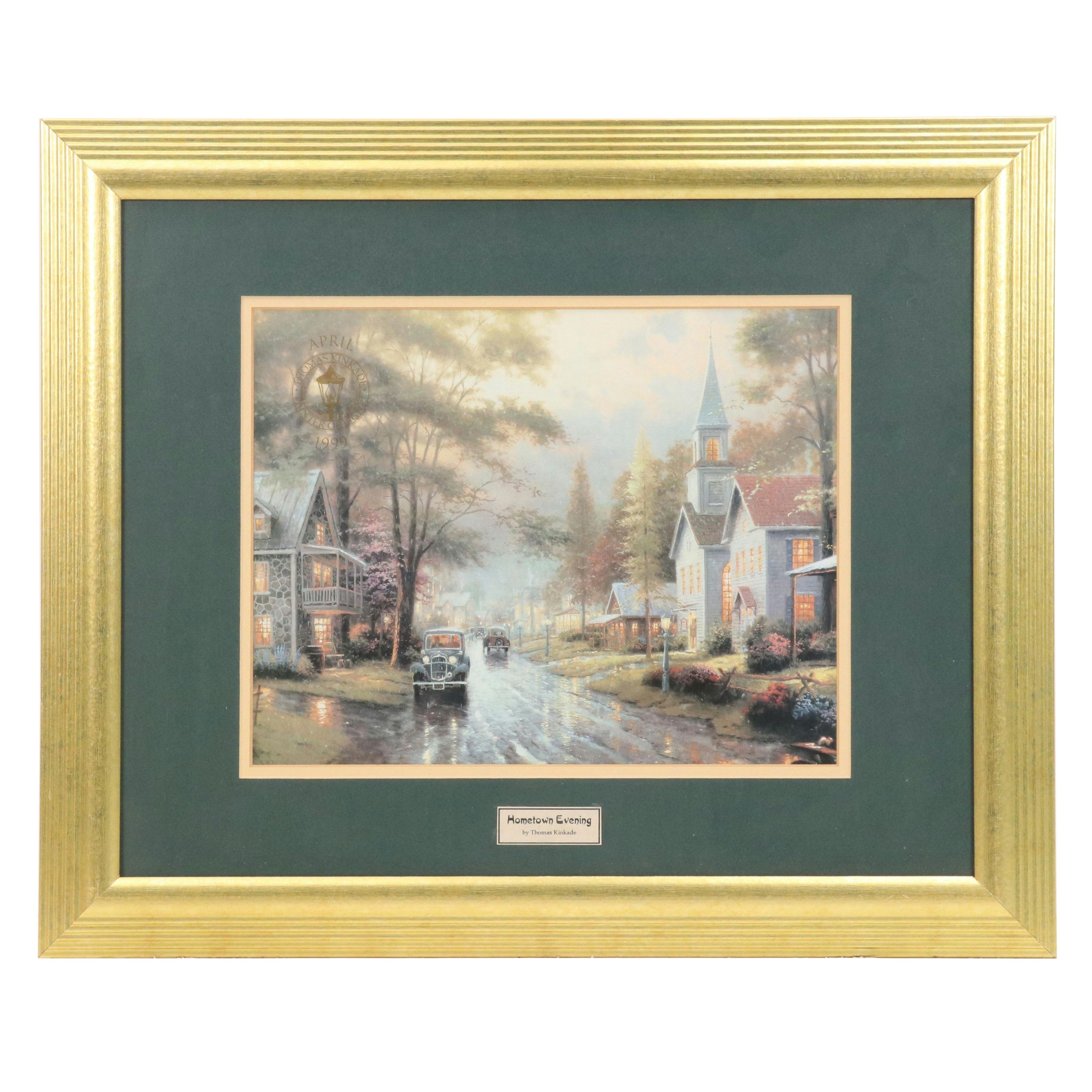 After Thomas Kinkade Offset Lithograph "Twilight Cottage: April," 1999