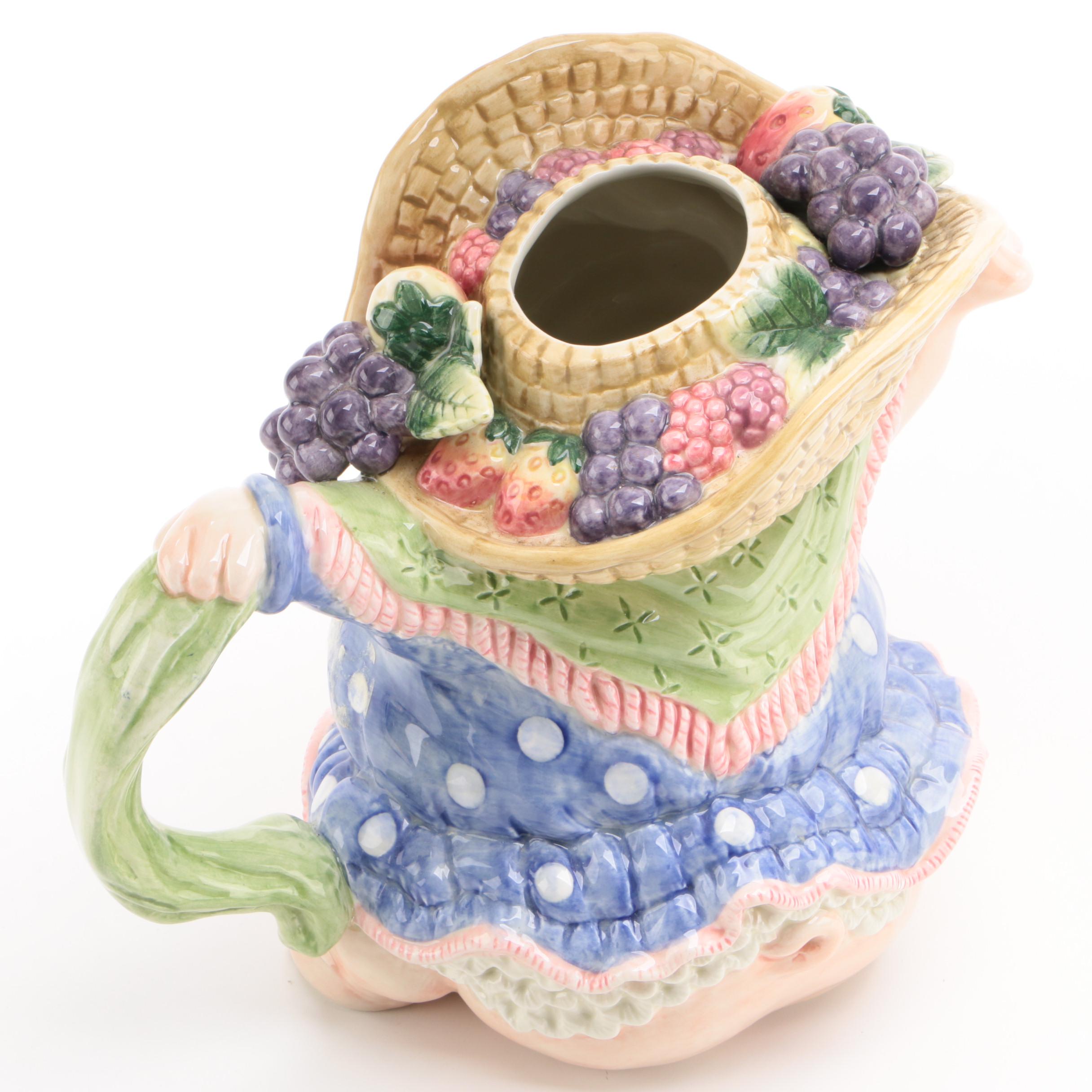 Fitz & Floyd Hippo Pitcher "Hat Party"