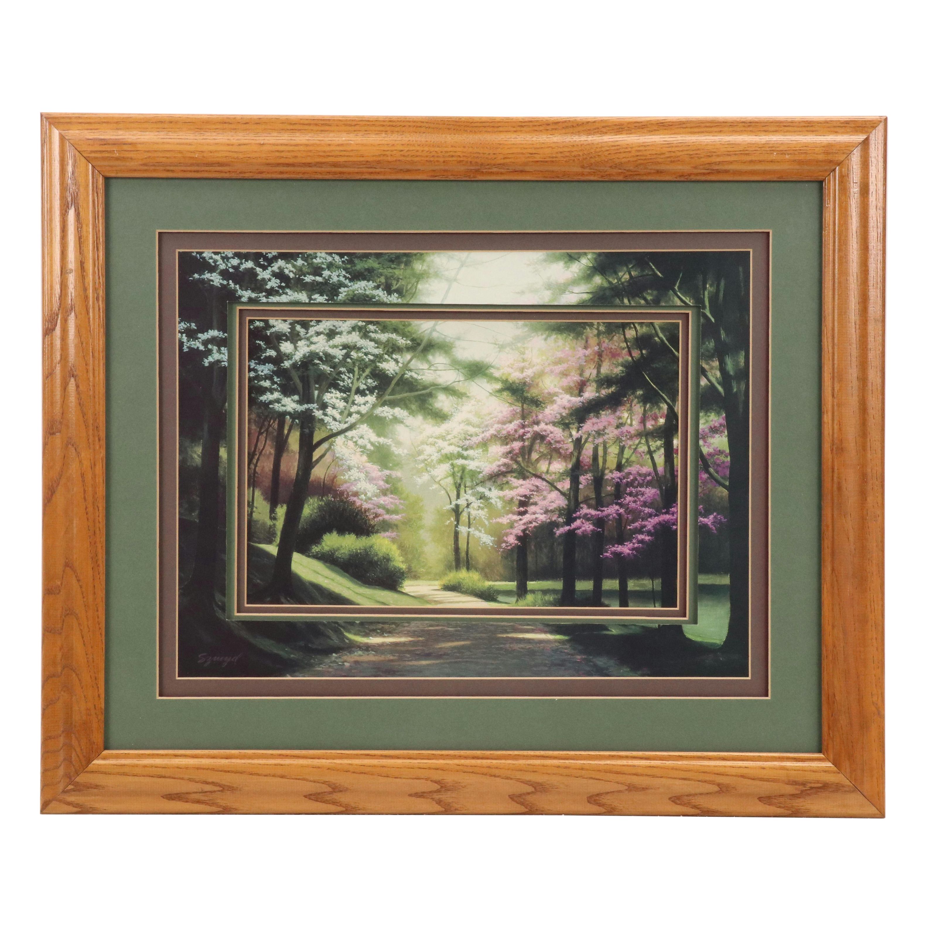 After Edgar Szmyd Offset Lithograph "Lakeside Trail"