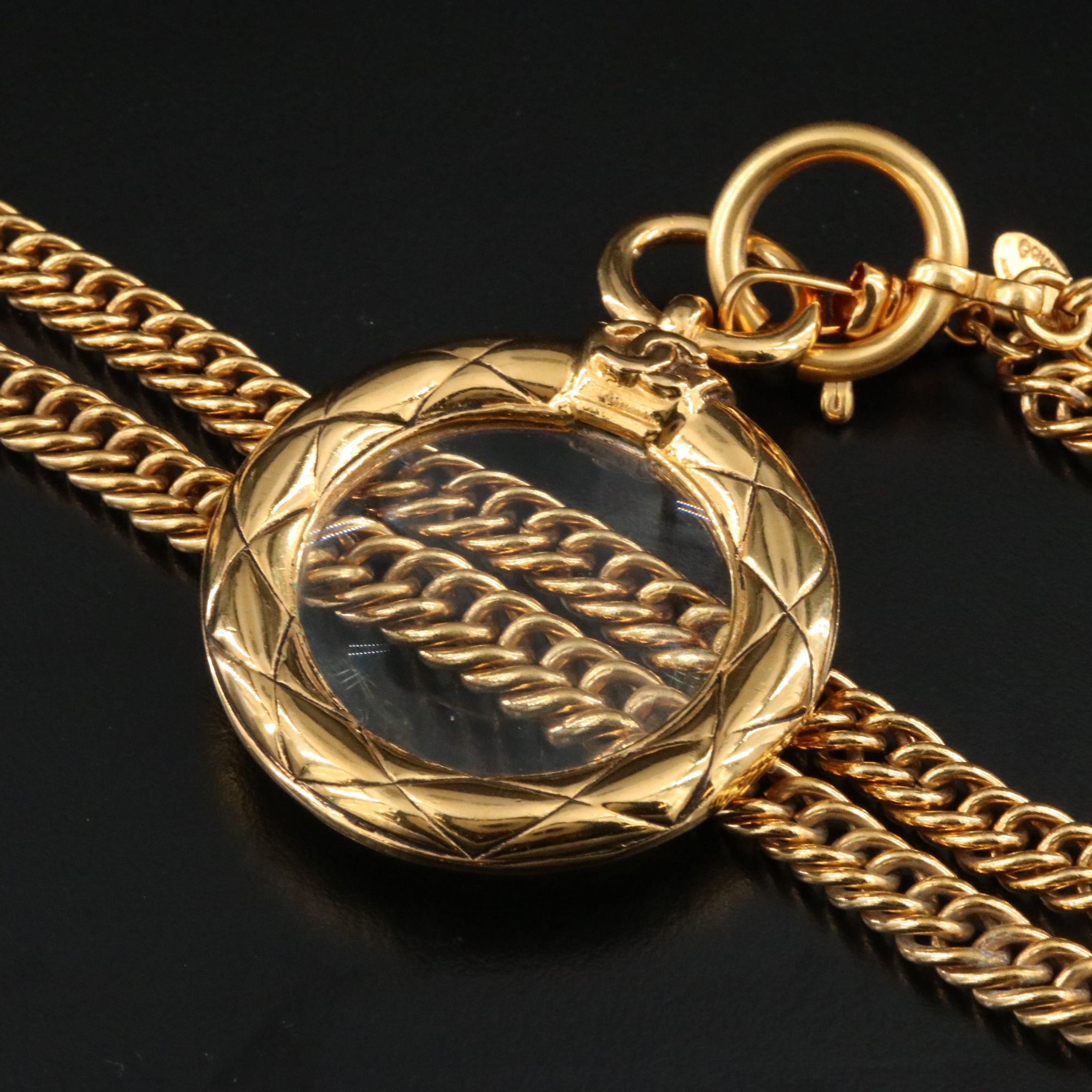 Chanel Matelasse CC Magnifying Glass Necklace