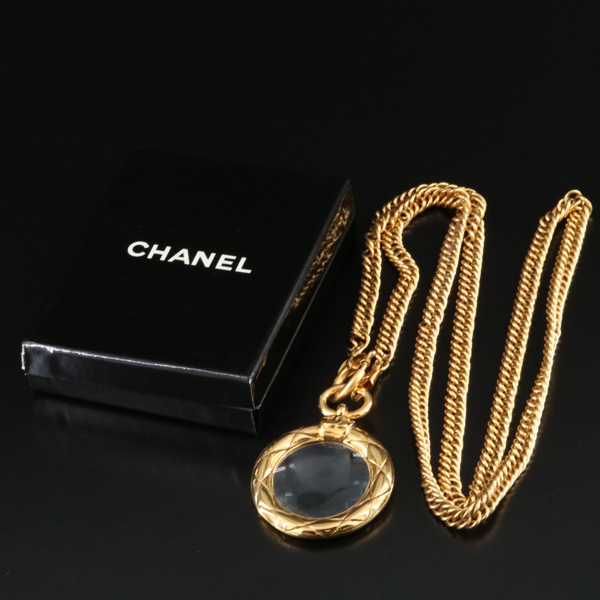 Chanel Matelasse CC Magnifying Glass Necklace