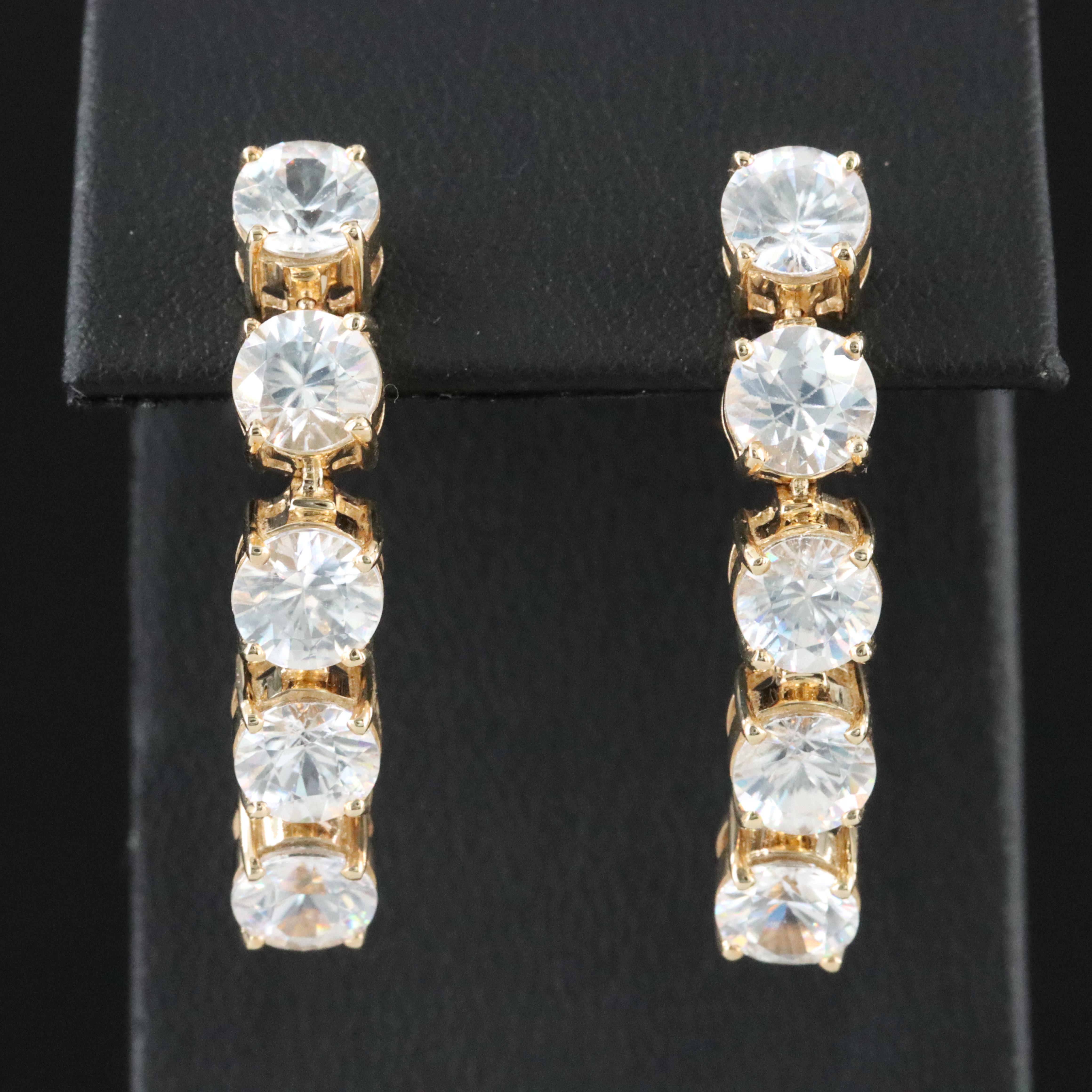 10K White Zircon Drop Earrings