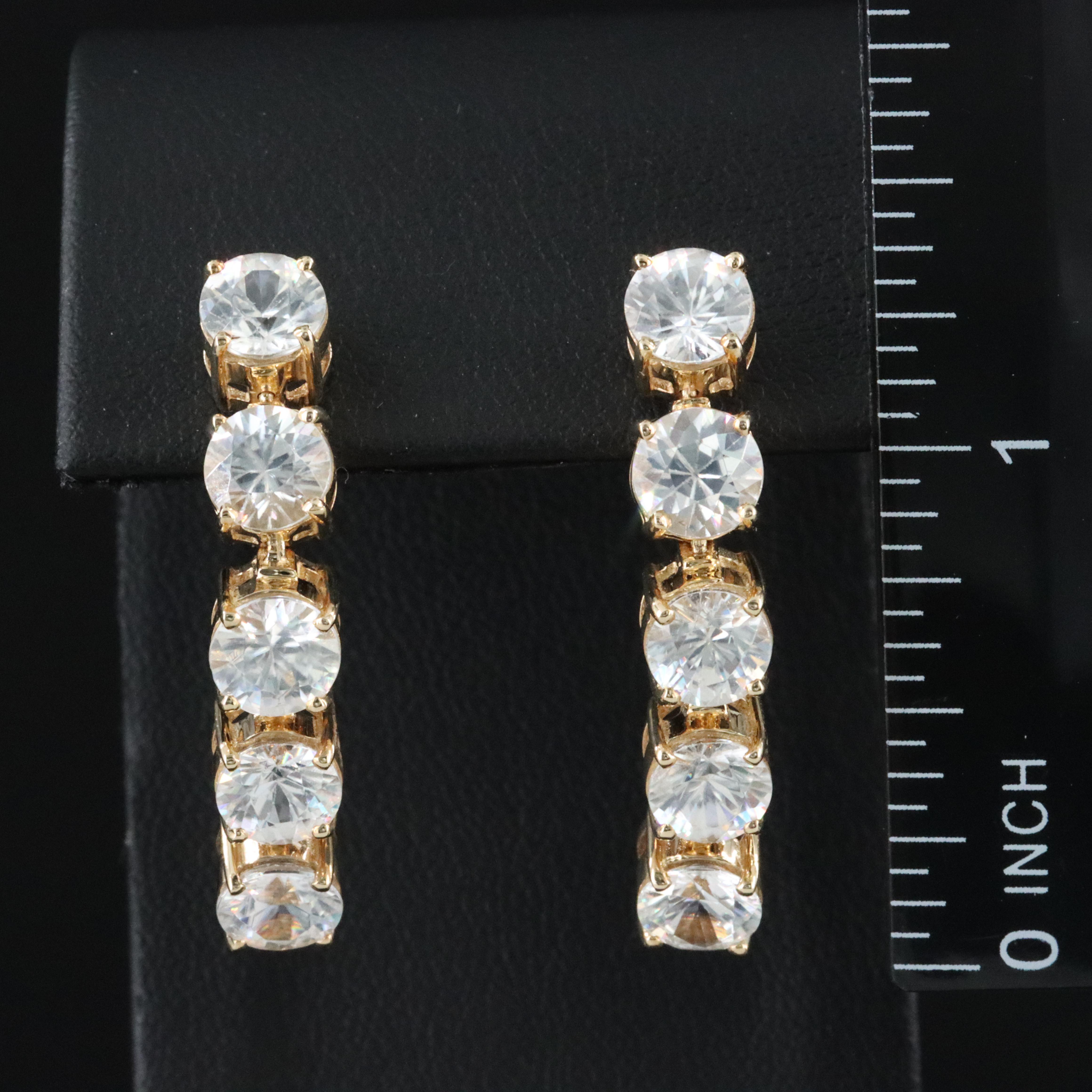 10K White Zircon Drop Earrings