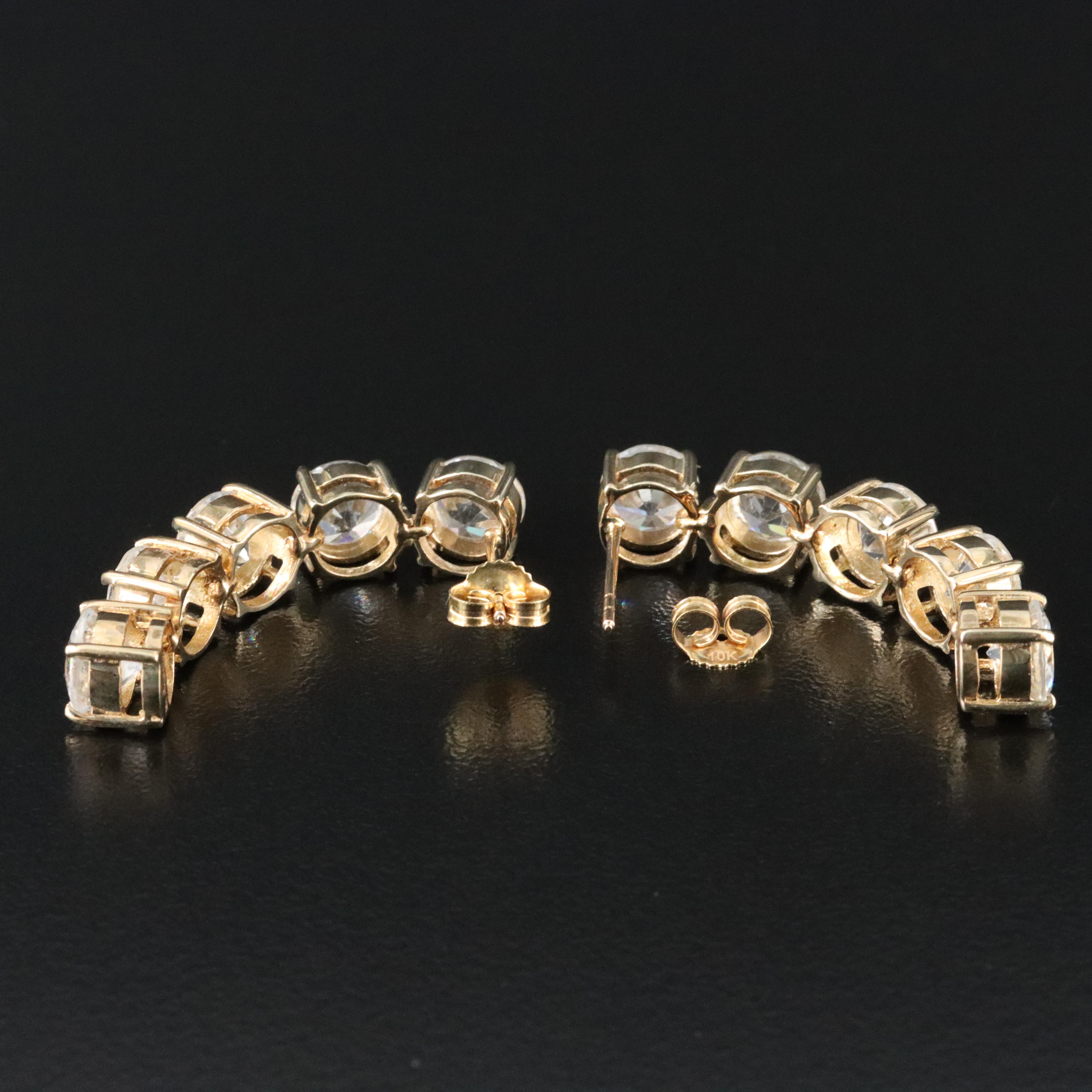 10K White Zircon Drop Earrings