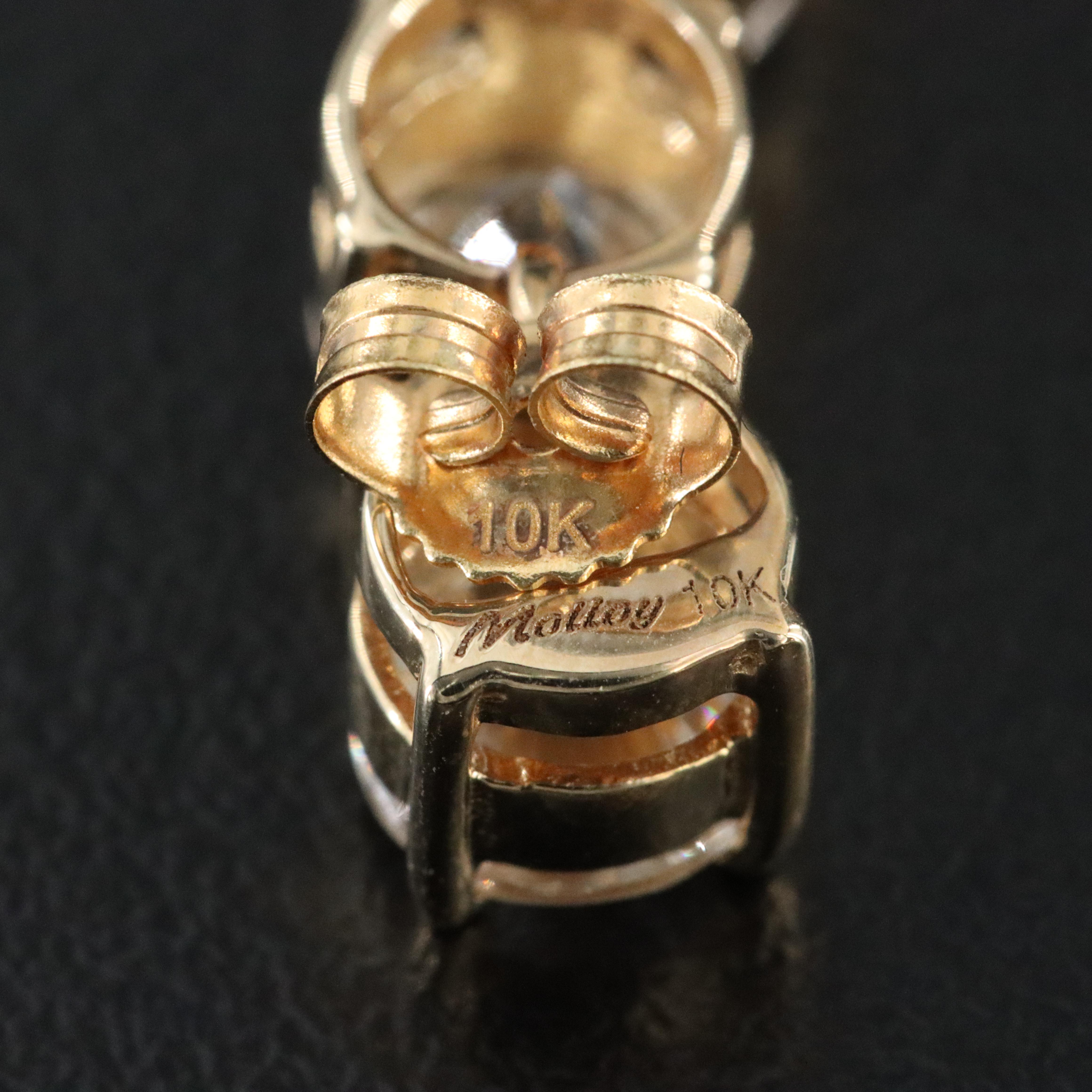 10K White Zircon Drop Earrings