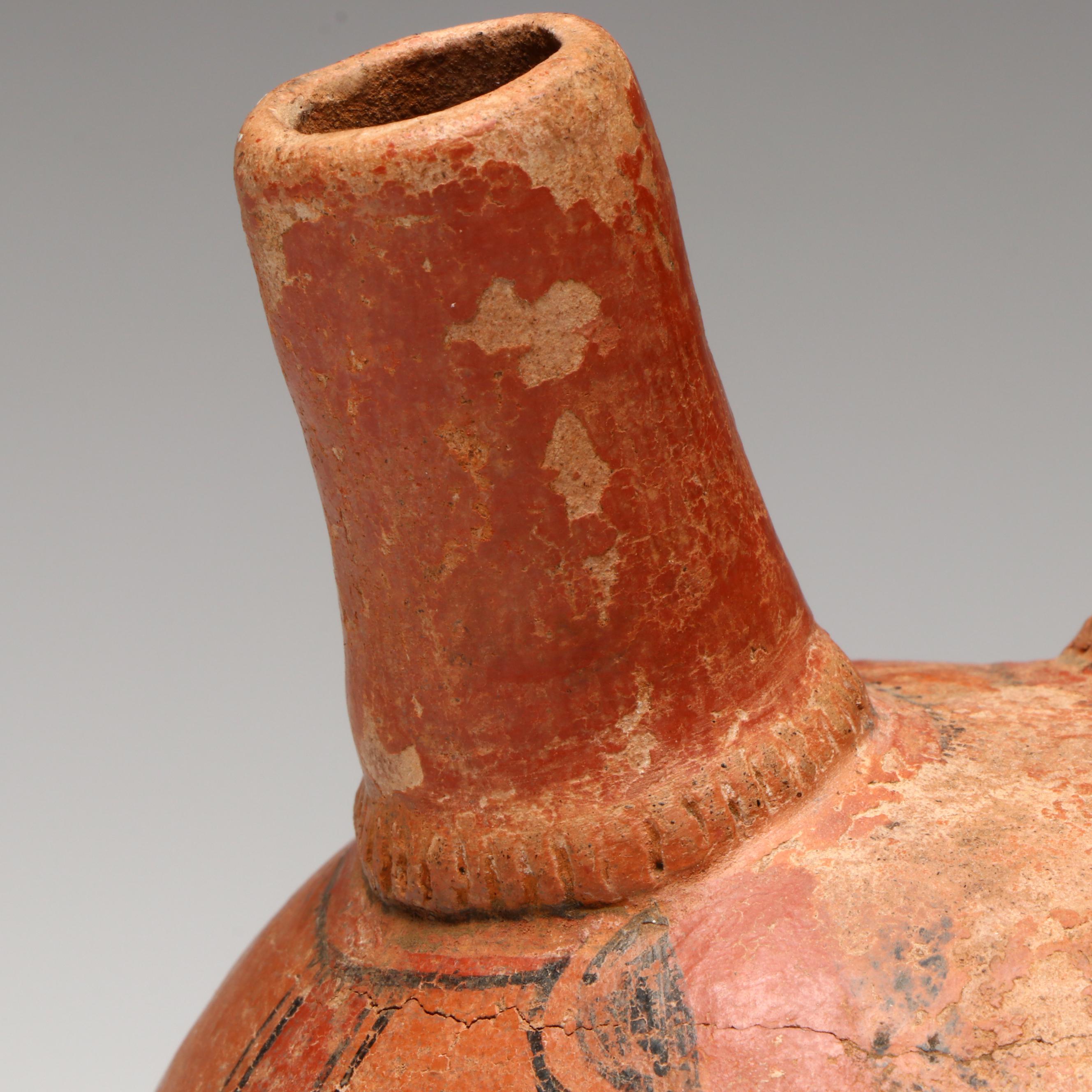 Pre-Columbian Polychrome Vessel with Figural Spout
