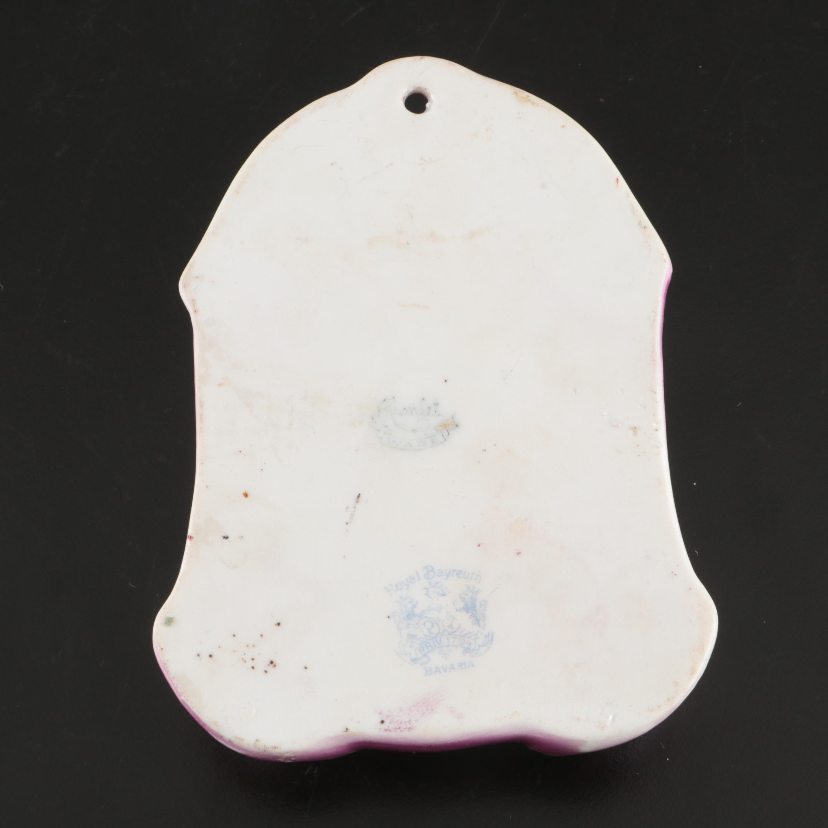 Royal Bayreuth Porcelain Wall Pocket with Brass Candlesticks and Accessories